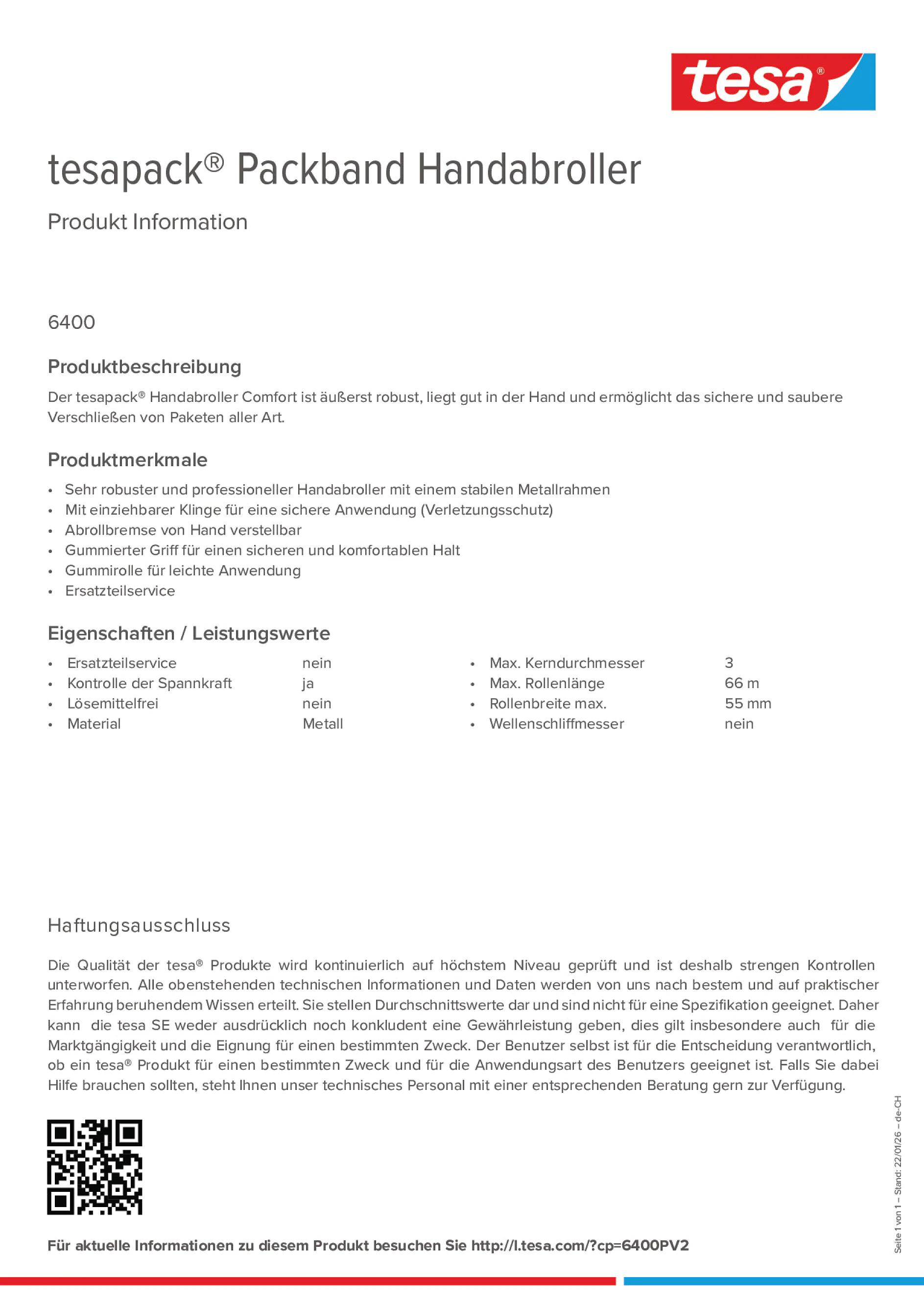 Product information_tesapack® 06400_de-CH_fr-CH_it-CH