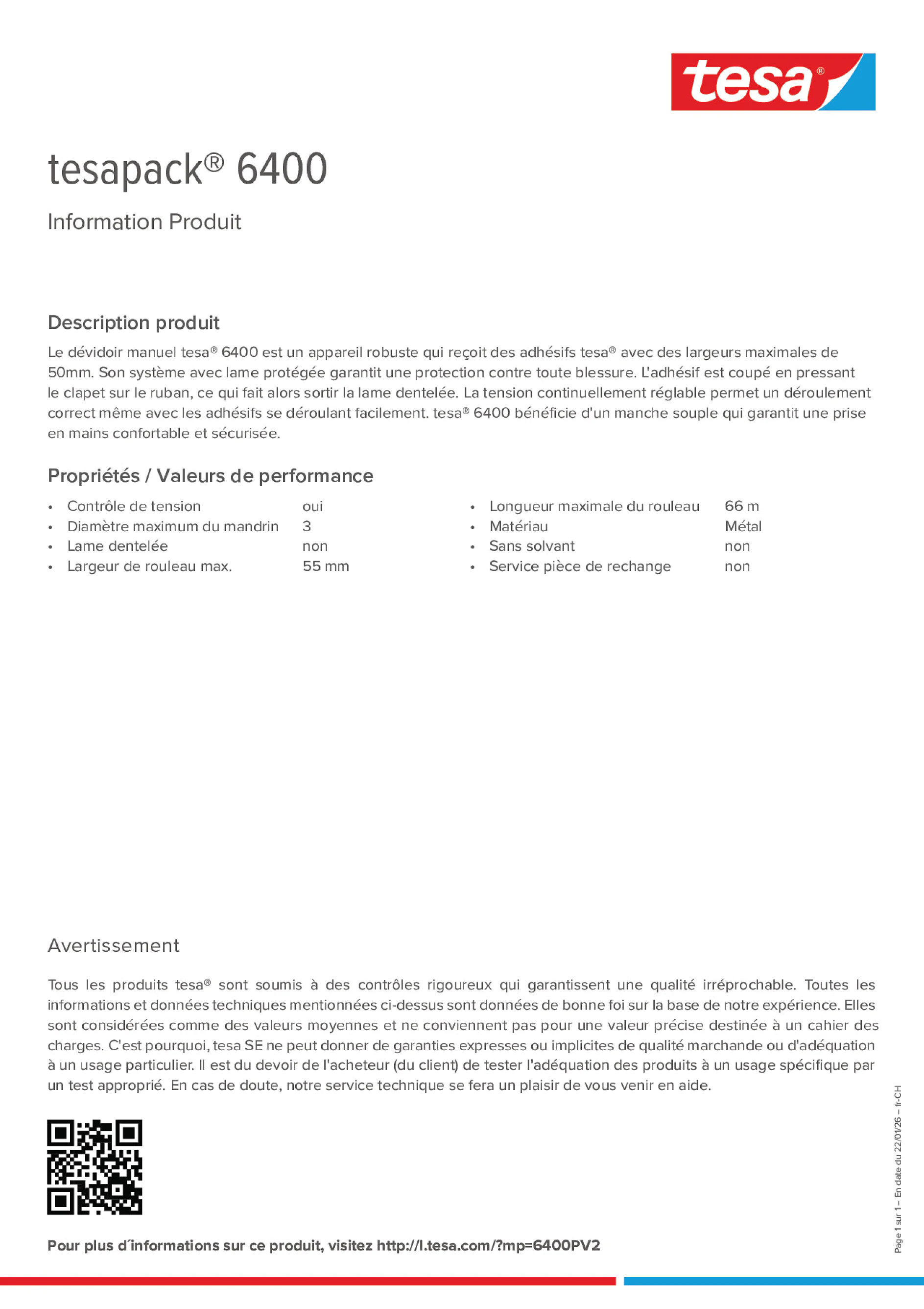 Product information_tesapack® 06400_de-CH_fr-CH_it-CH