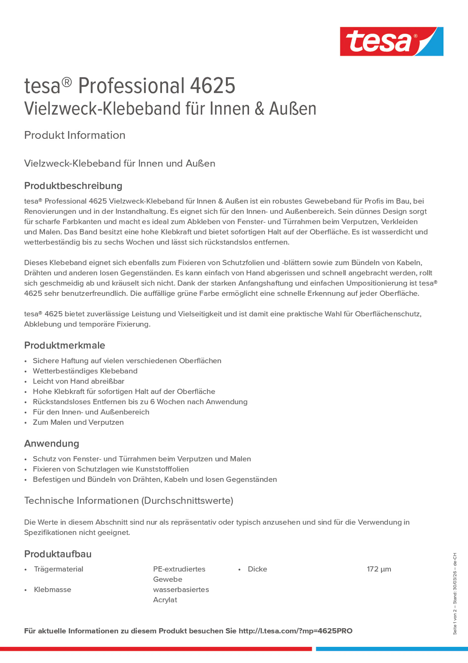 Product information_tesa® Professional 04625_de-CH_fr-CH_it-CH