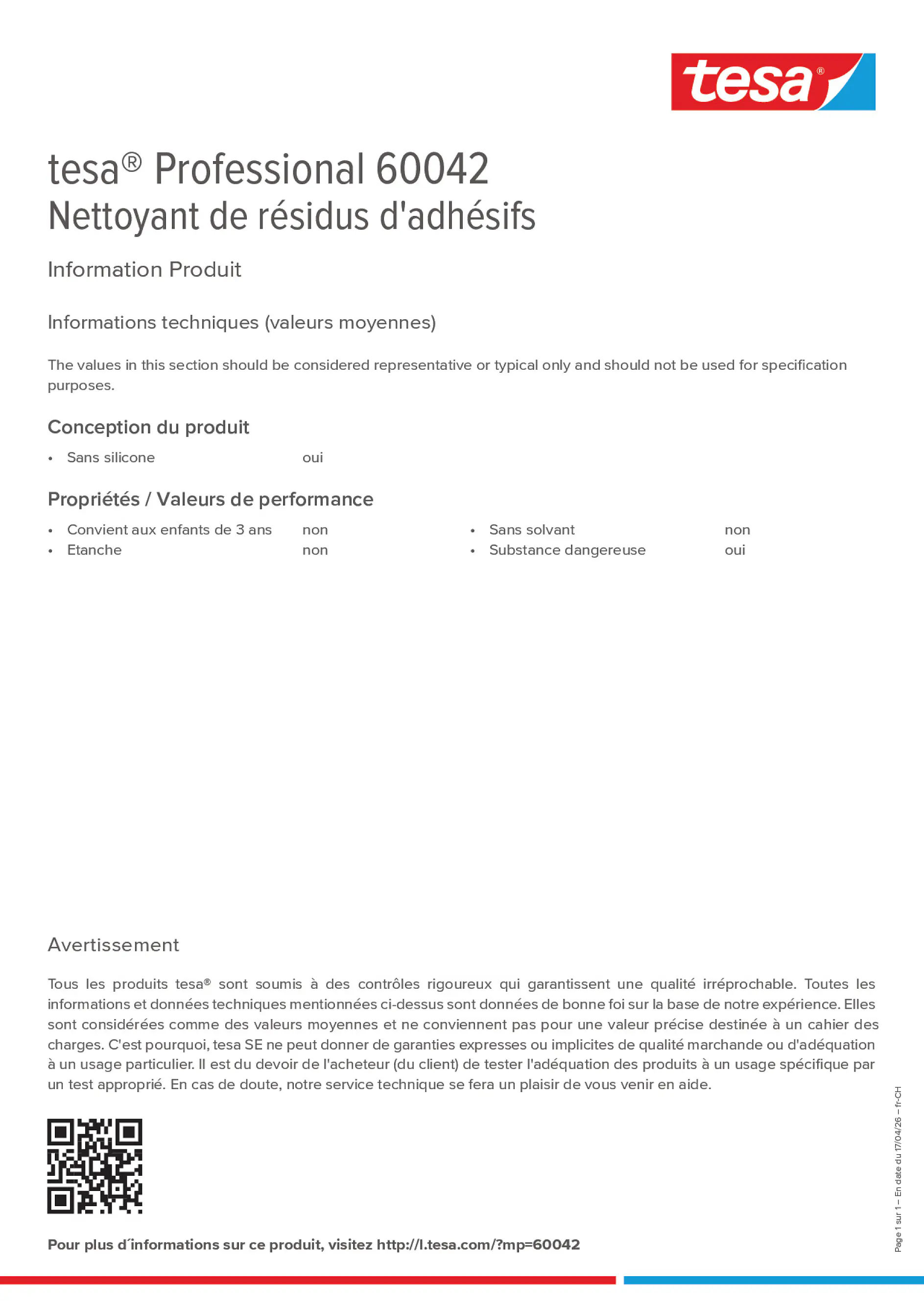 Product information_tesa® Professional 60042_de-CH_fr-CH_it-CH