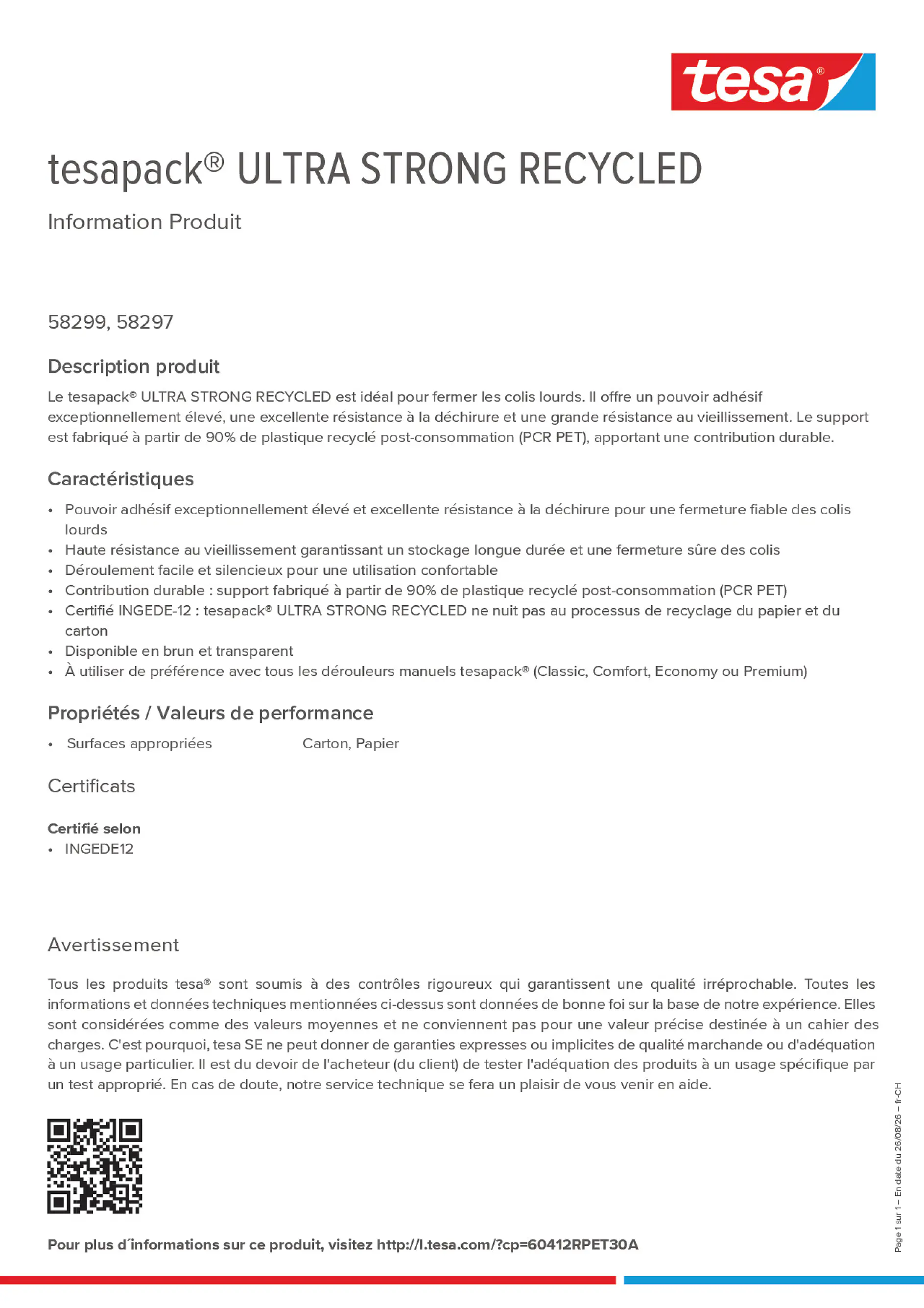 Product information_tesapack® 60412RPET30A_de-CH_fr-CH_it-CH