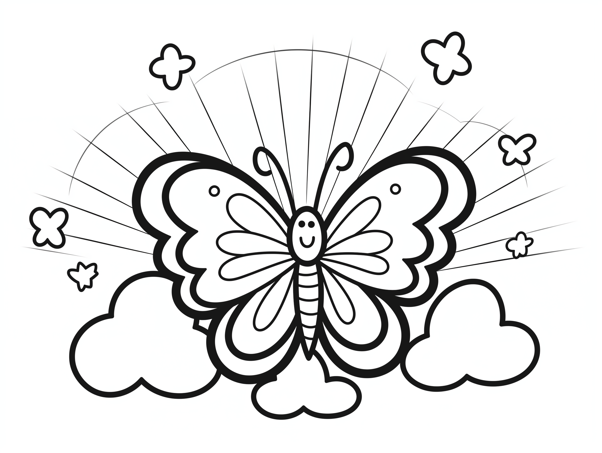Bild von 11102575,8,vorlage-laechelnder-schmetterling-mit-sternen-zum-ausmalen