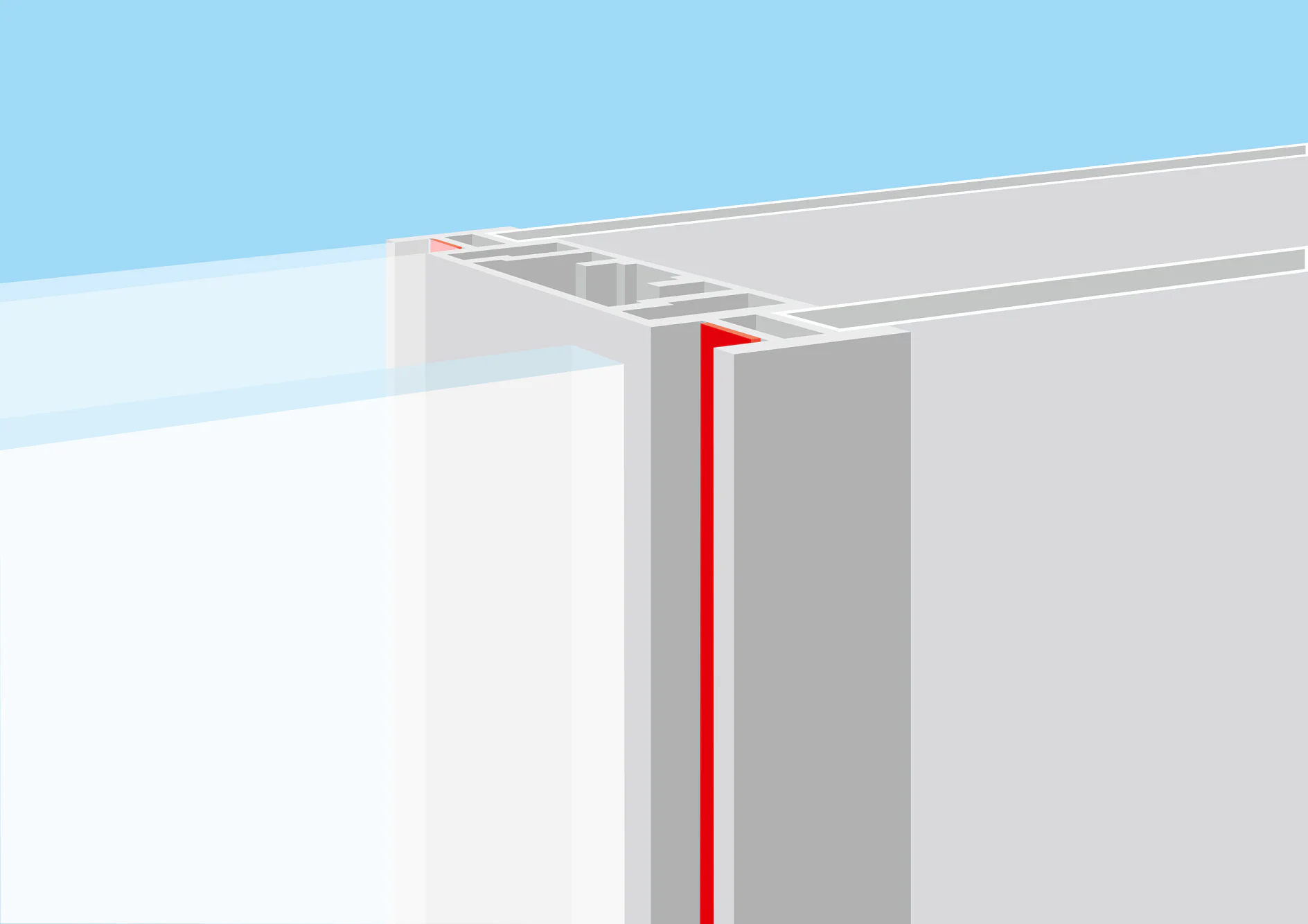 Verklebung von Glas mit Aluminiumprofilen