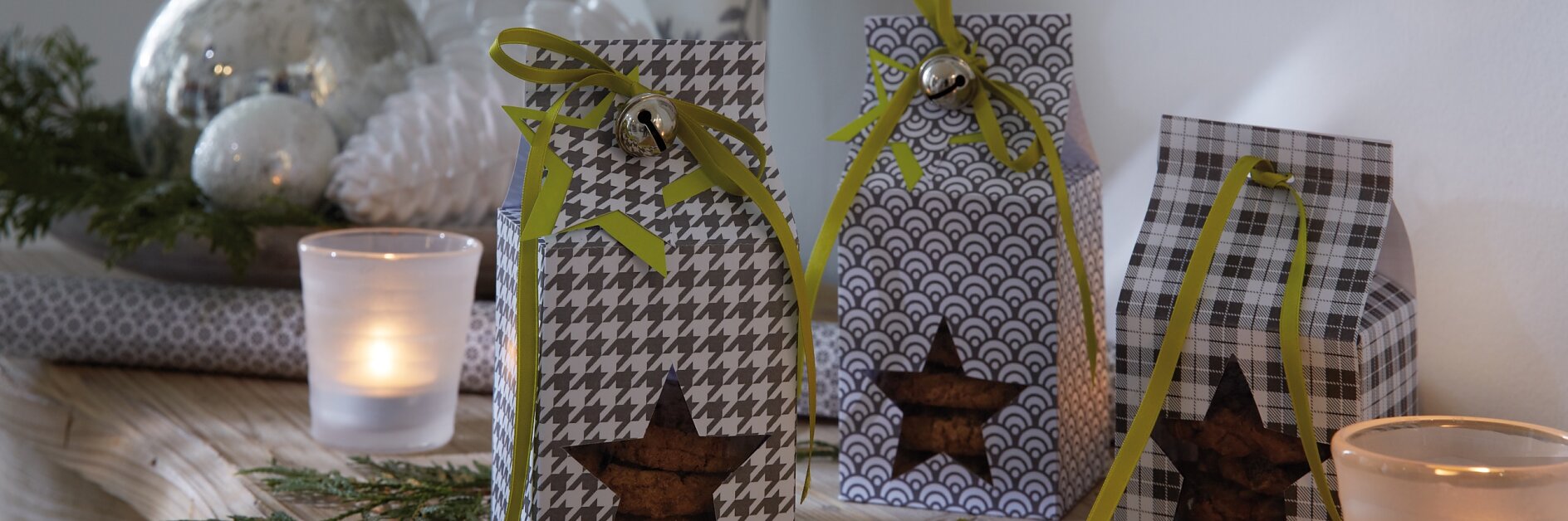Manchmal kommt es eben doch auf Äußerlichkeiten an: Bei diesen Faltkartons zum Beispiel, in denen Selbstgebackenes zum noch liebevolleren Geschenk wird