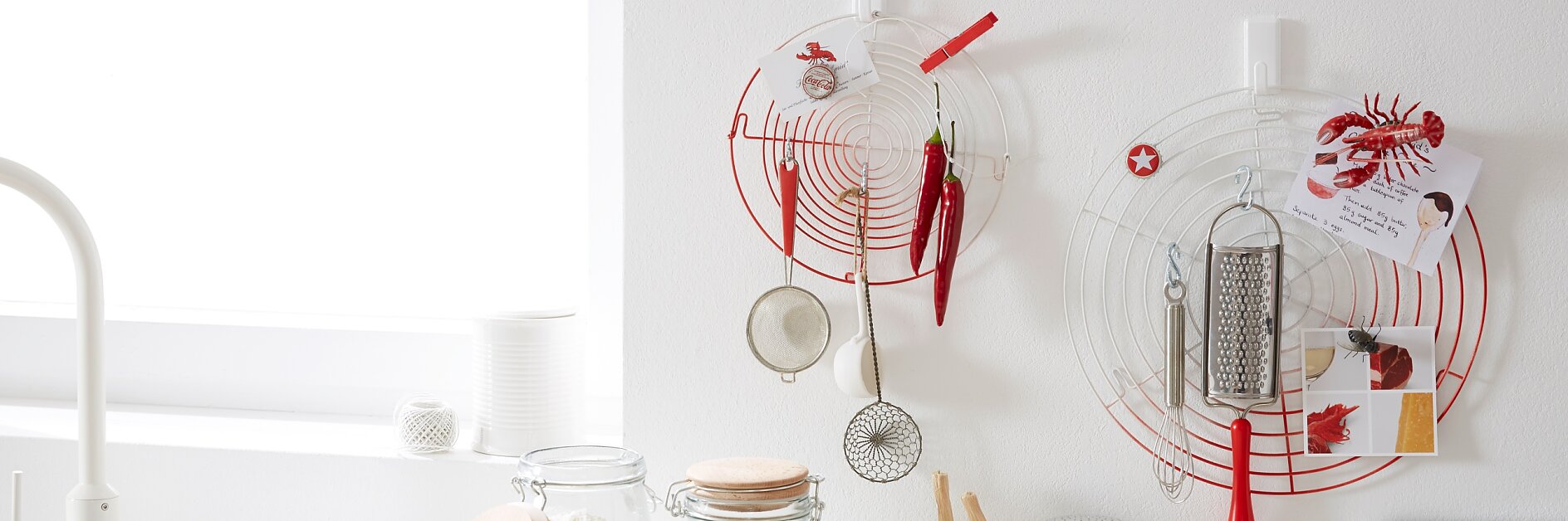 Simple organizing tips - The cooling rack mounted on the wall hooks "tesa Powerstrips® Hook LARGE Classic" is one of the most appreciated interior design ideas.