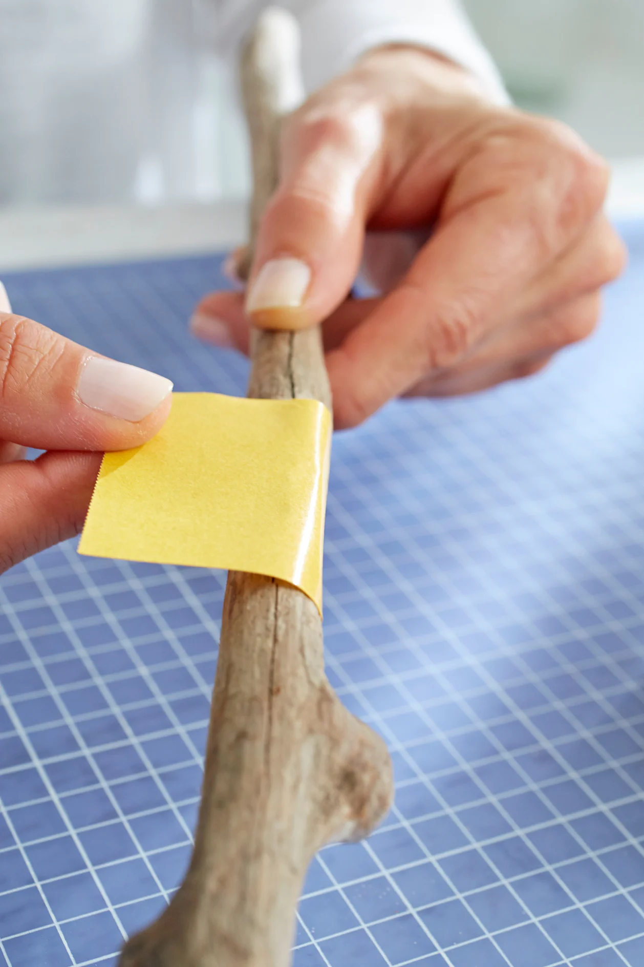 Treibholz mit tesa® Doppelseitiges Klebeband universal in gewünschter Breite abkleben.