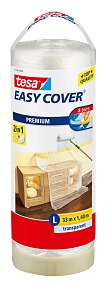 Diese Kombination aus anschmiegsamer Folie und tesa® Malerband eignet sich bestens zum großflächigen Abdecken und randscharfen Abkleben in einem Arbeitsgang. Das Easy Cover® schützt zuverlässig vor Farbspritzern.
