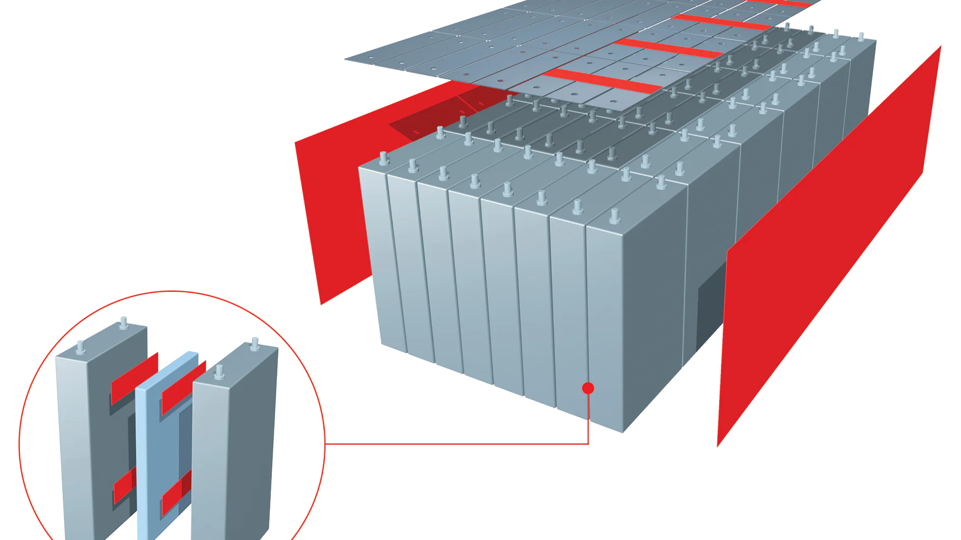 Jede Batteriezelle verursacht Wärme und elektrische Spannung, die es abzuschirmen gilt. Mit einem doppelseitigen Klebeband und einer Spezialfolie werden Zellen miteinander verbunden und in der Weise isoliert, dass keine Überspannungen auftreten können. Nicht entflammbare Produkte aus dem tesa Sortiment ummanteln den Batterieblock.