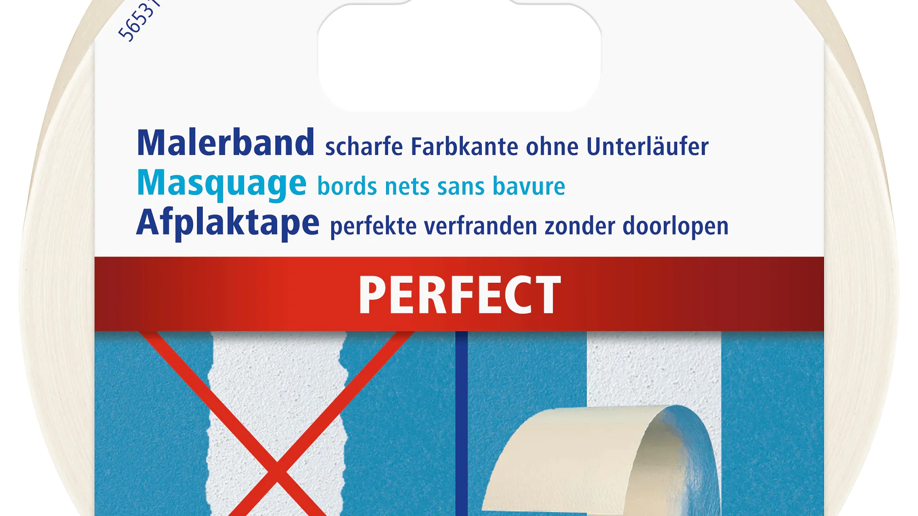 Scharfe Farbkante für ein perfektes
Ergebnis: Das neue tesa® Malerband PERFECT schmiegt sich eng an den Untergrund an und verhindert Farbunterläufe.