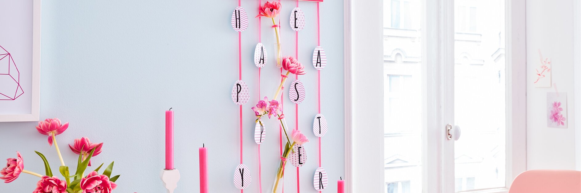 tesa Trendpapier Ostern / Idee 1: Wandbild Happy Easter / Cross lead