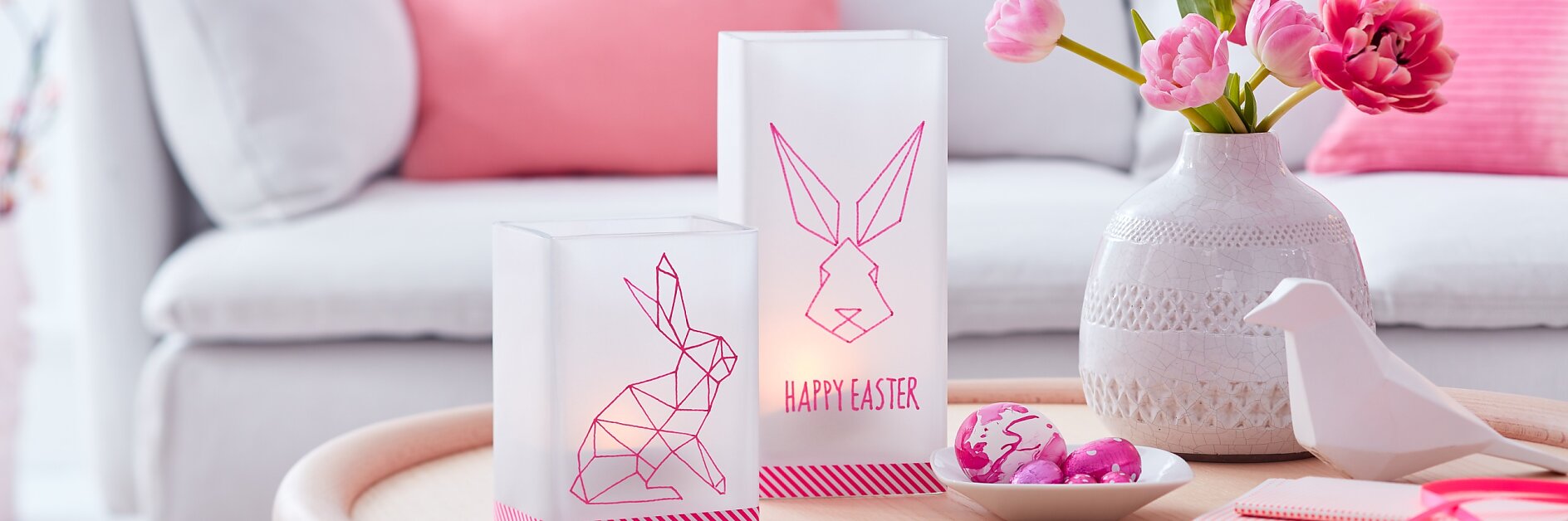 tesa Trendpapier Ostern / Idee 2: Hasen-Windlichter / Cross lead