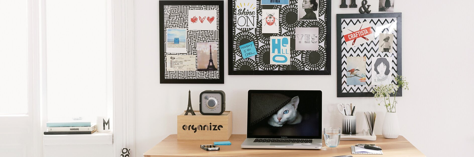 Schluss mit der Zettelwirtschaft: Die Memoboards sind sehr schnell gemacht und haben jede Menge Platz für Zettel und Karten, die von tesa TACK® Klebepads gehalten werden.