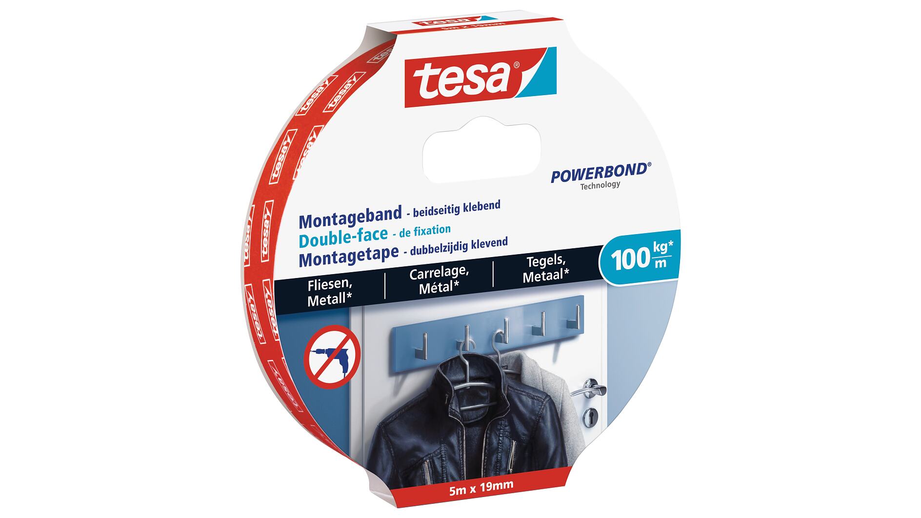tesa® Ultra starkes Montageband für Fliesen und Metall (100kg/m) - tesa