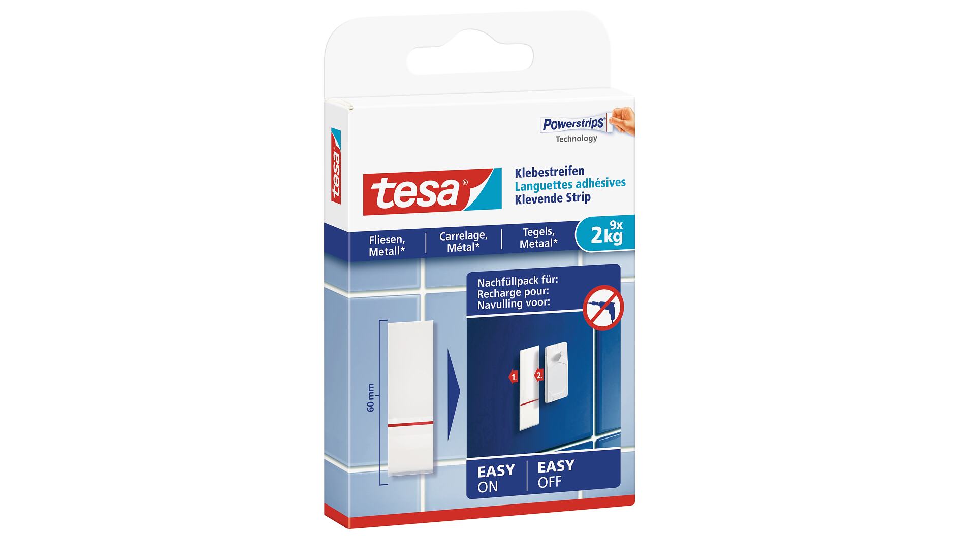 tesa® Klebestreifen für Fliesen und Metall (2kg) - tesa
