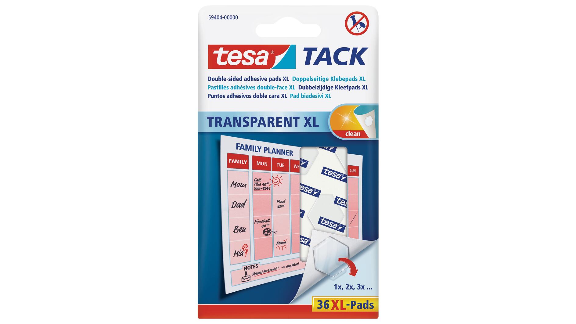 tesa® TACK transparent, Klebepads XL - tesa