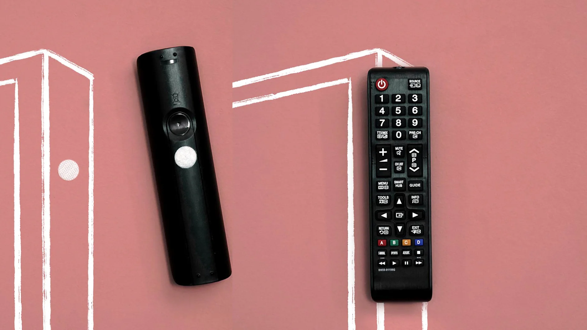 Aufräumen, Step 4: tesa® Klettpunkte auf TV und Fernbedienung