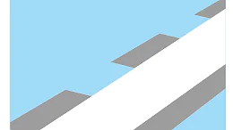 Ein abstraktes Design mit überlappenden geometrischen Formen in Blau- und Grautönen. Ein weißer diagonaler Streifen verläuft von unten links nach oben rechts und kreuzt die Formen vor einem hellblauen Hintergrund. (This text has been generated by AI)