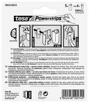 5St. TESA 58035-16-01 Powerstrips® Kabel-Clip Weiß Inhalt 
