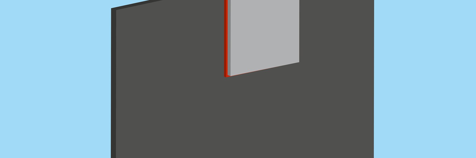 Eine Illustration eines großen, schwarzen, rechteckigen Objekts, das an einem gebogenen Kleiderbügel hängt. Der Kleiderbügel ist oben in der Mitte mit Tesa-Klebeband und einem silbernen Haken befestigt. Der Hintergrund ist hellblau. (This text has been generated by AI)