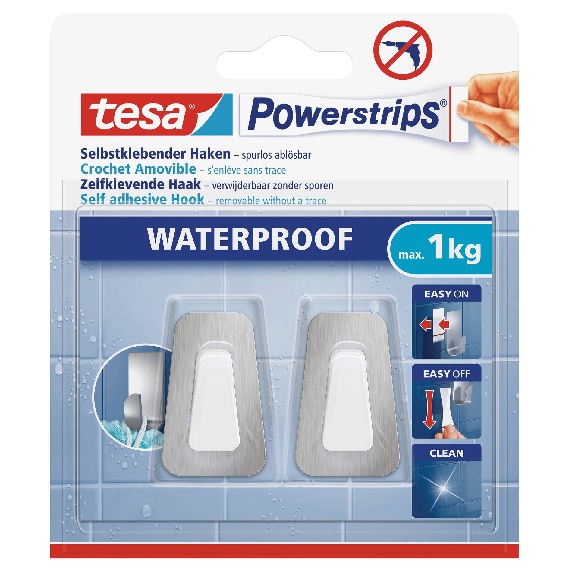 tesa Powerstrips® Haken Waterproof L Metall-Kunststoff - tesa