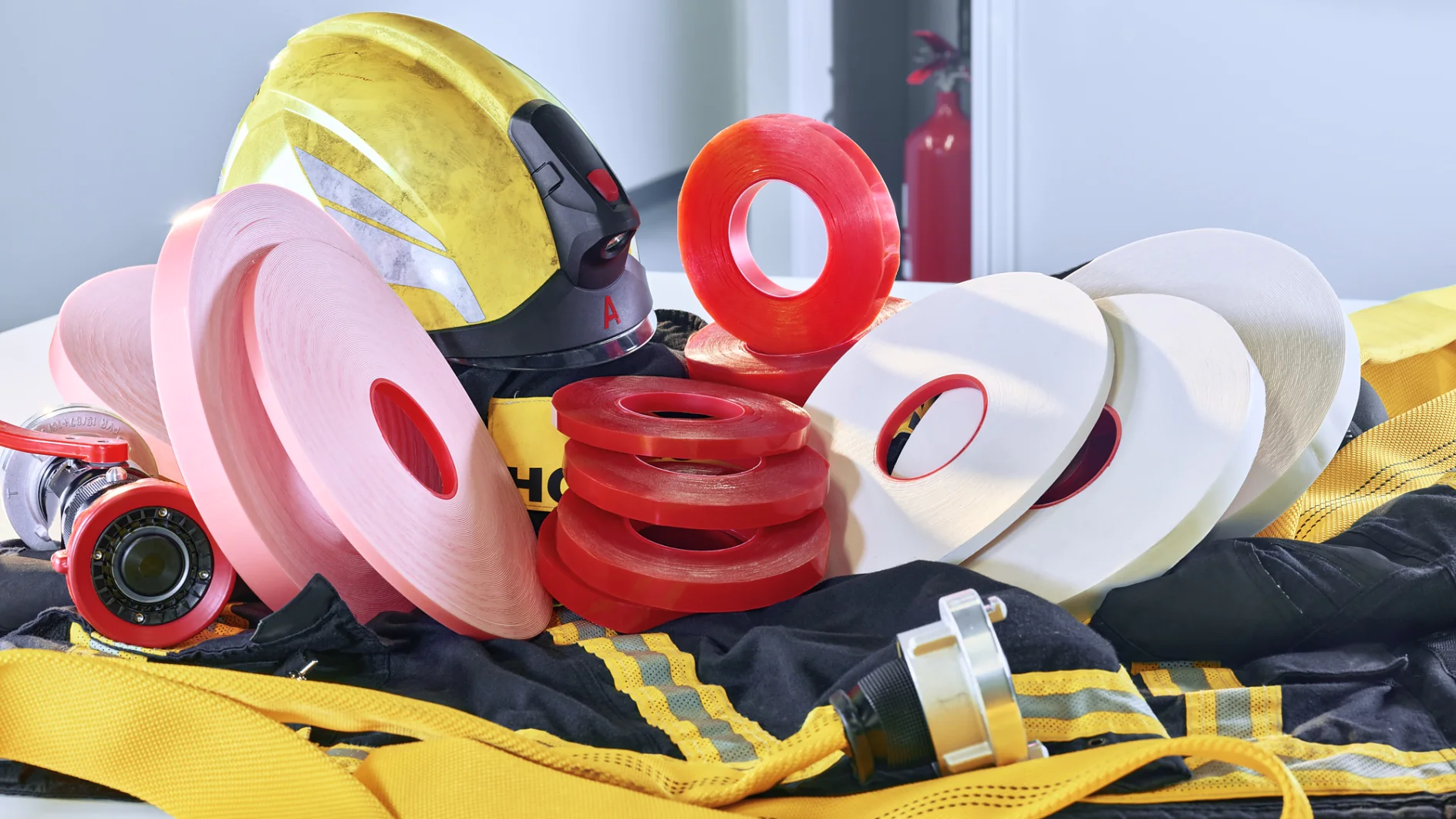 tesa® flameXtinct Sortiment Die tesa® flameXtinct Reihe umfasst sieben verschiedene Klebebänder
