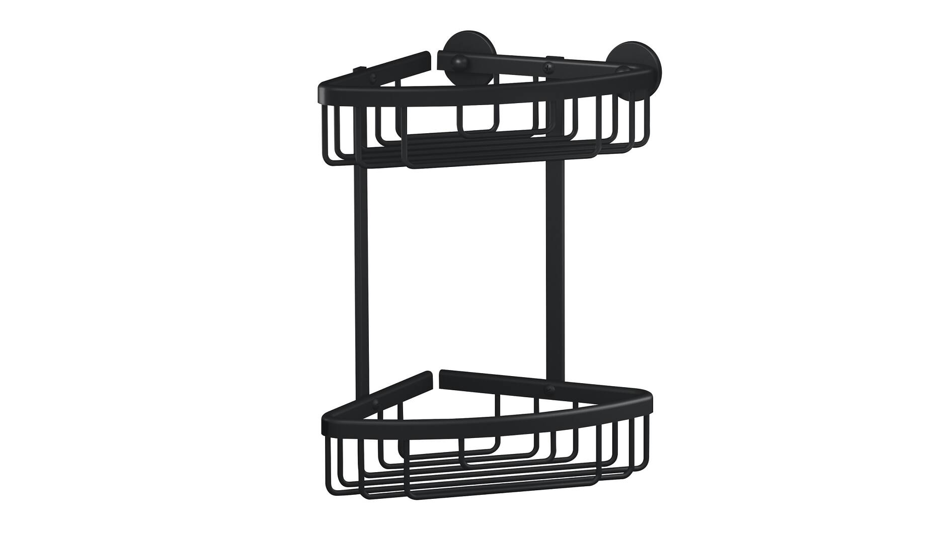 tesa® ALUXX Black Double Corner Basket, Self-Adhesive, Anodized