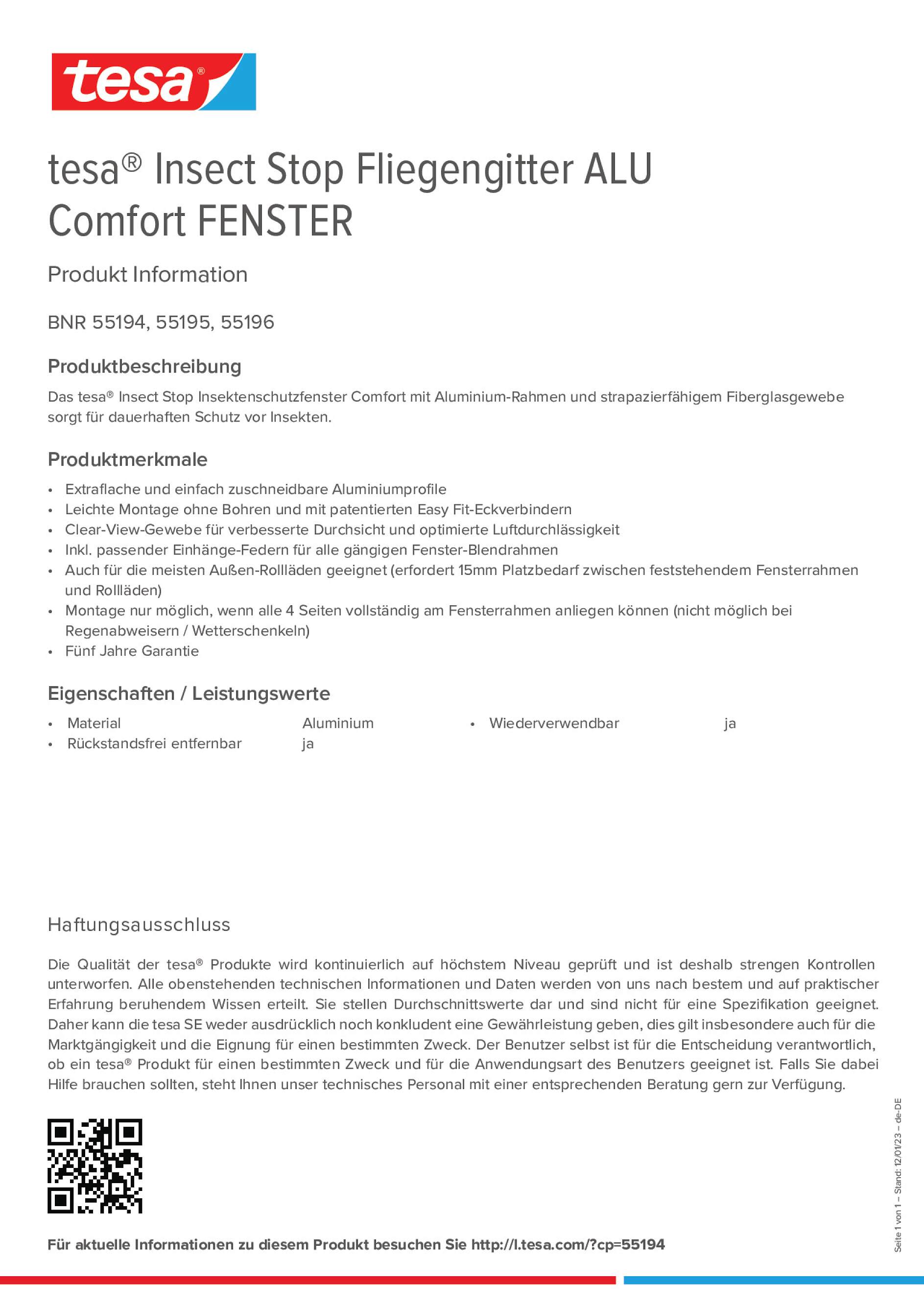 tesa® Insect Stop Fliegengitter ALU Comfort FENSTER - tesa