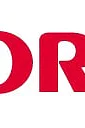 The image shows the Orion logo, featuring the brand name ORION in red capital letters. Next to the name is a red circle with four white stars inside, accompanied by an additional large red star on the upper right side of the circle, all attached using tesa tape. (This text has been generated by AI)