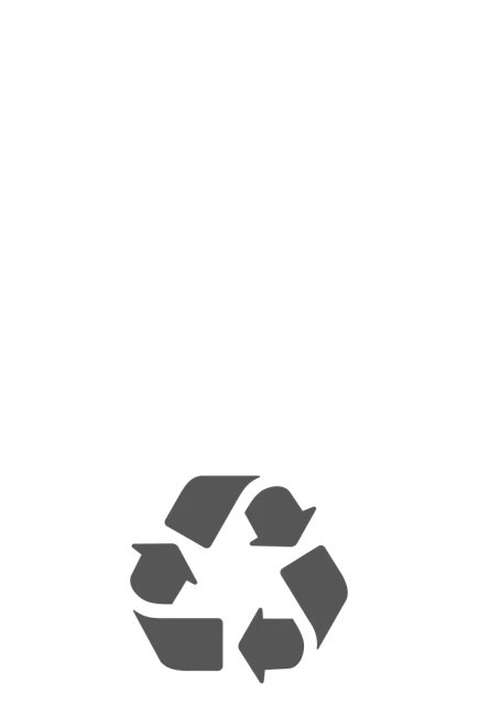 Black and white icon of a recycling bin. The icon features a simple garbage can shape with a lid on top and a recycling symbol made of three arrows forming a triangle on the front. (This text has been generated by AI)