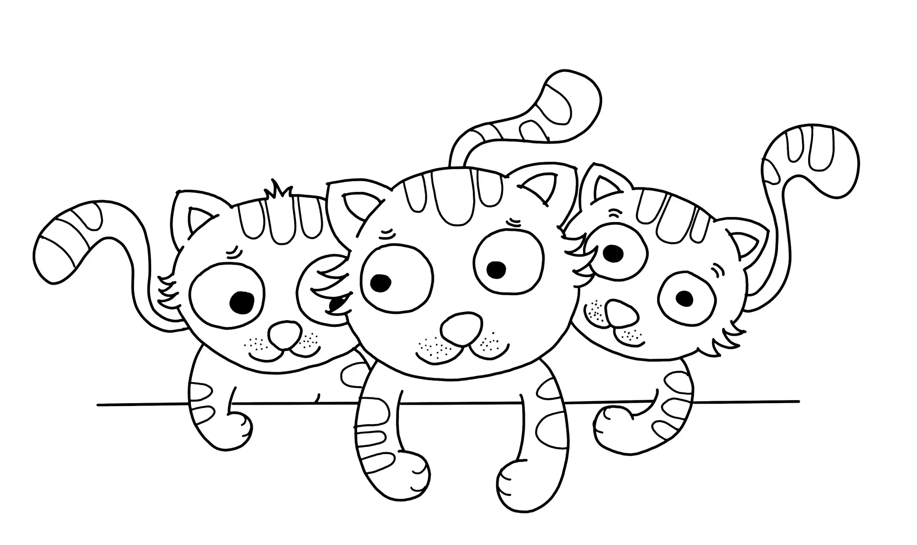 Ausmalbild drei Katzen zusammen
