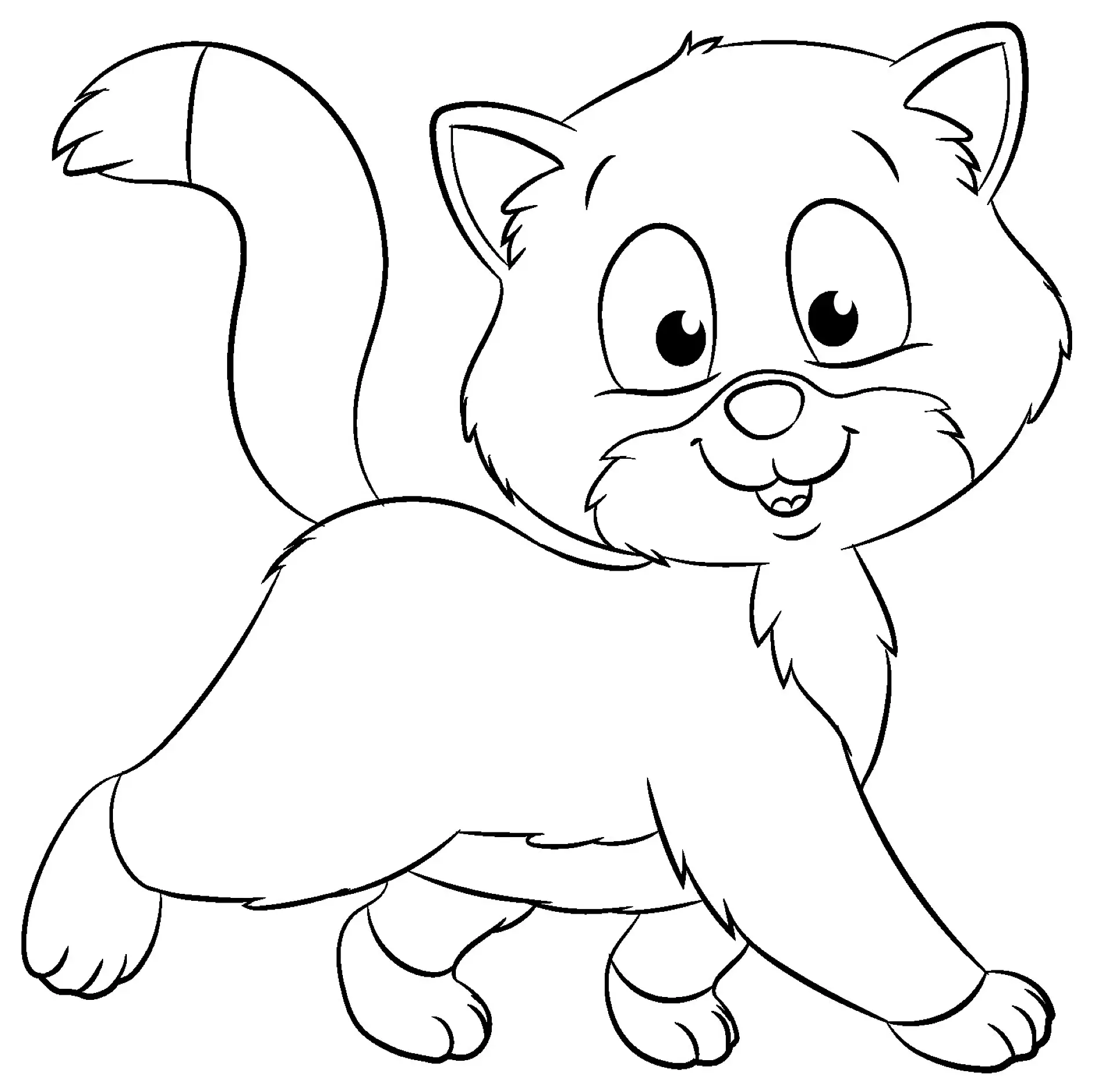 Ausmalbild Katze stehend fröhlichNiedliche Katze - Vektor-Illustration