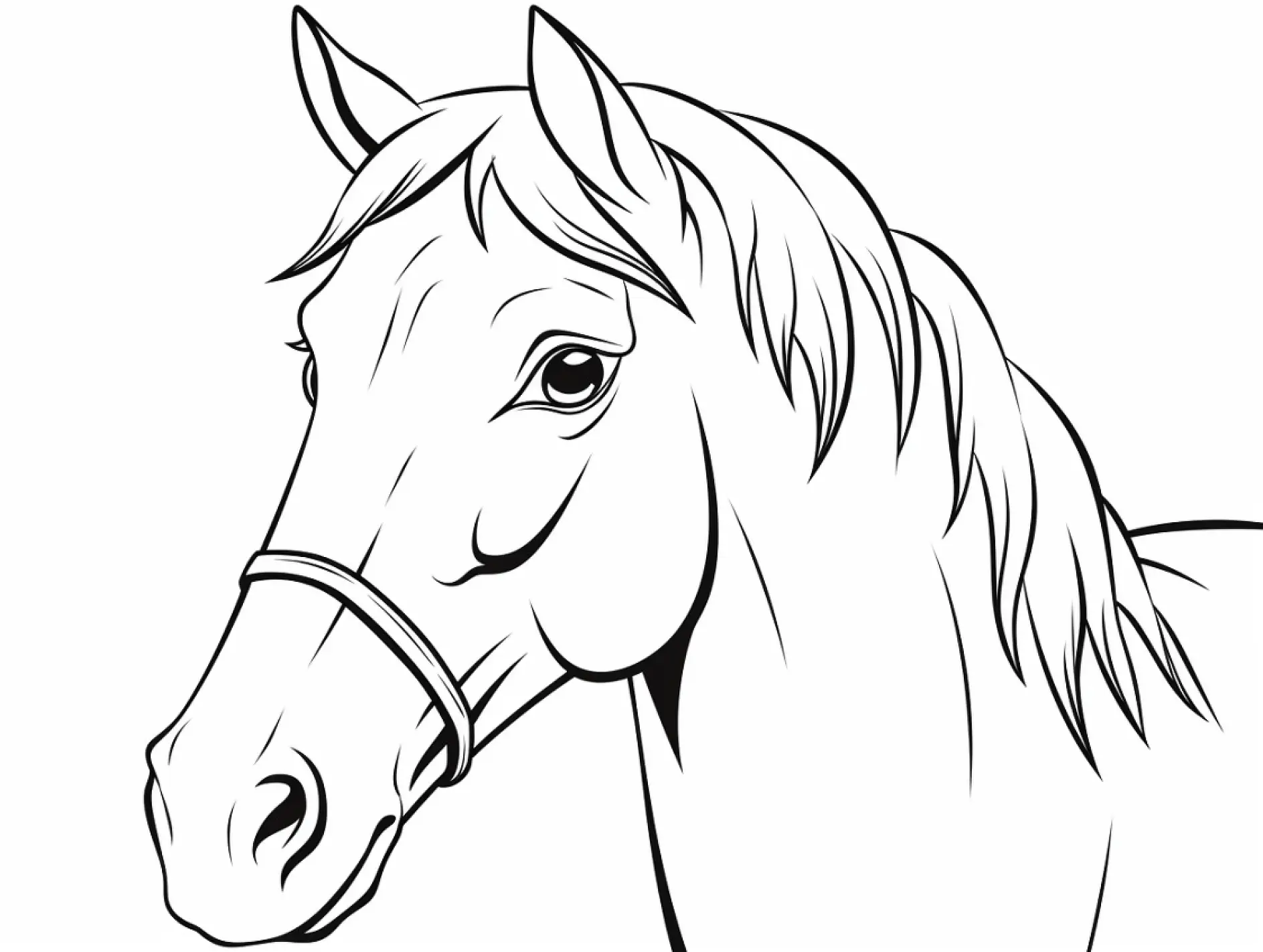 Ausmalbild Porträt eines Pferdes