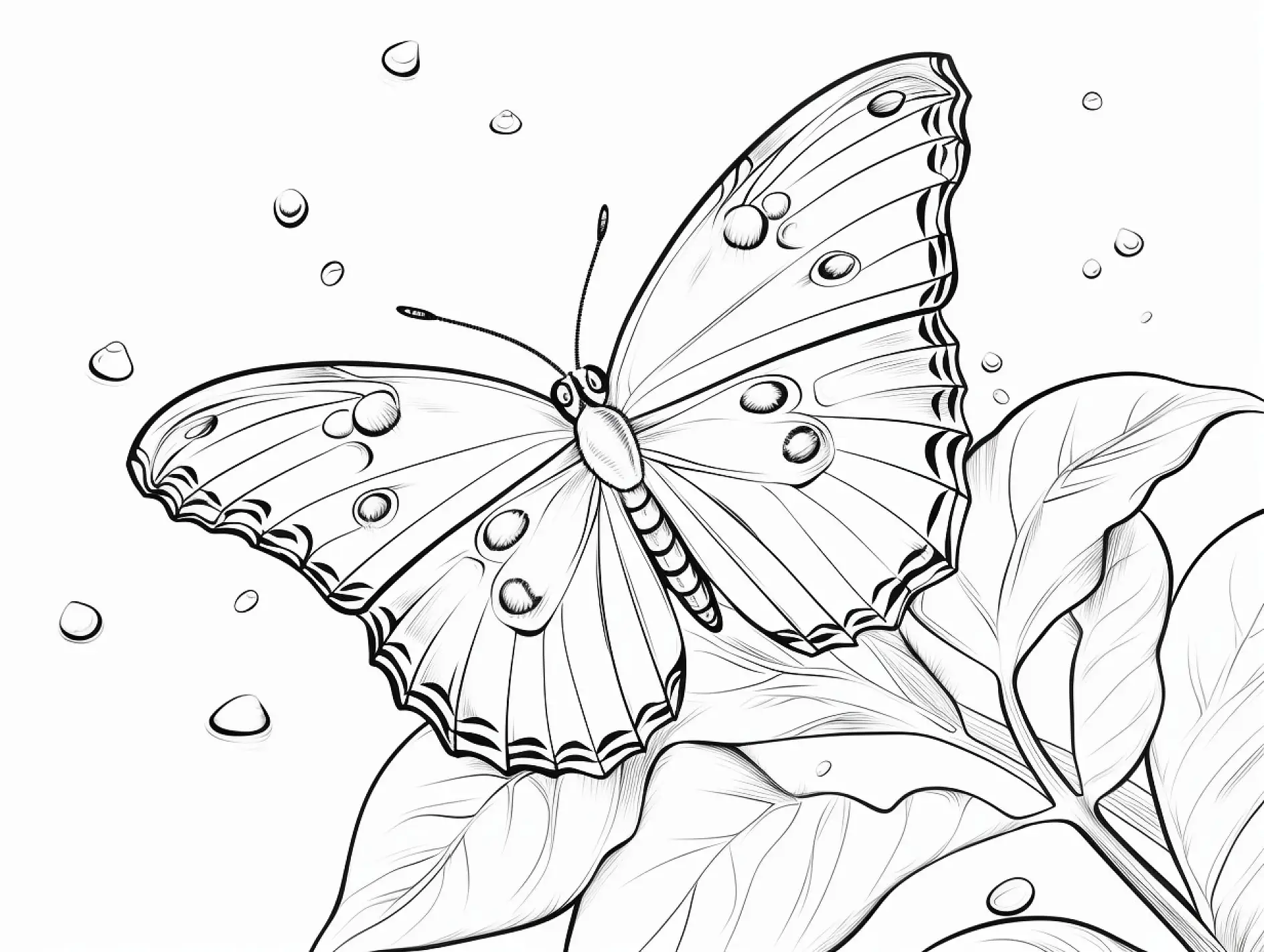 Ausmalbild Schmetterling auf Blatt