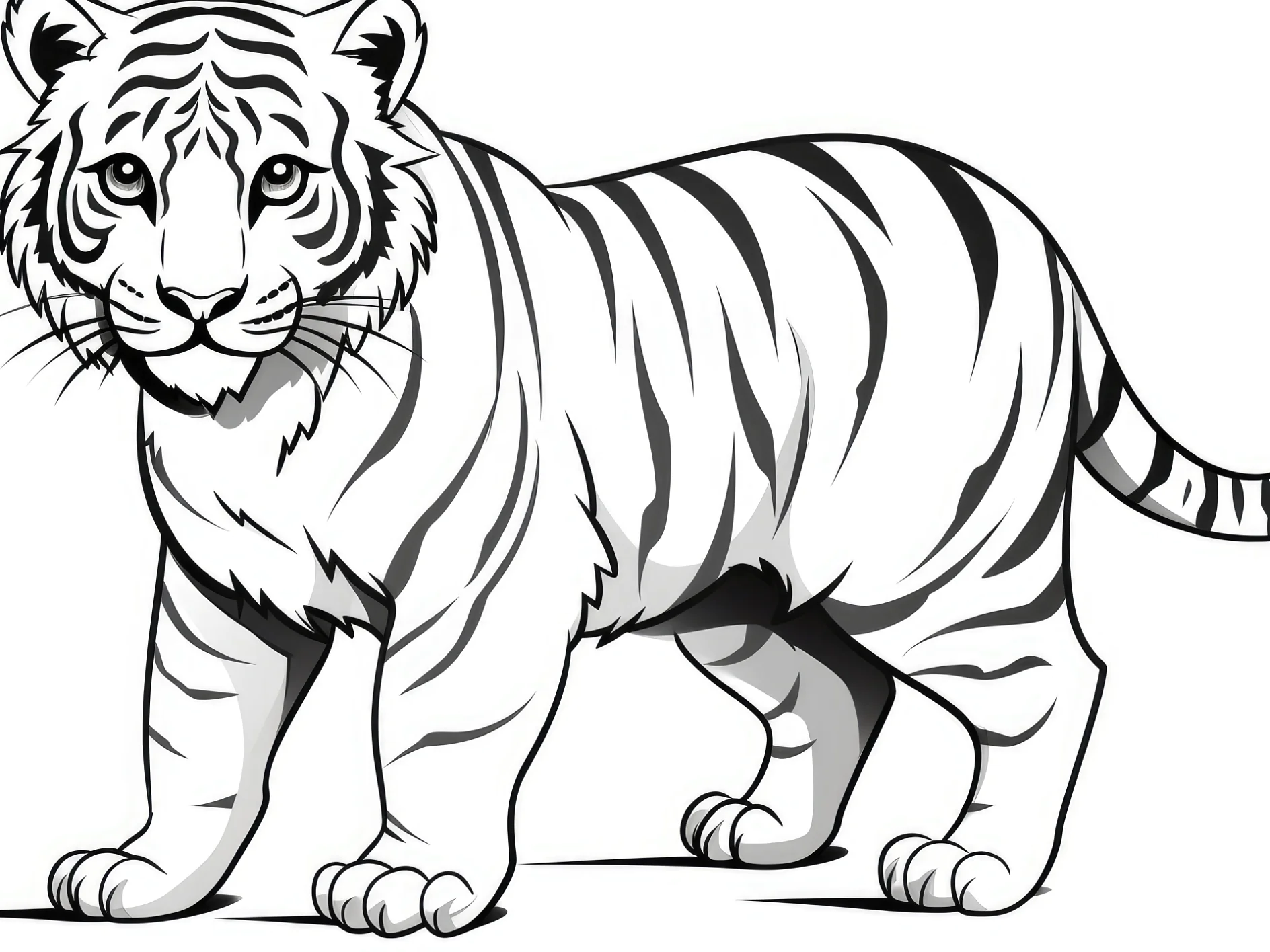  Vorlage Tiger schreitet vorsichtig zum Ausmalen - tesa Illustration 