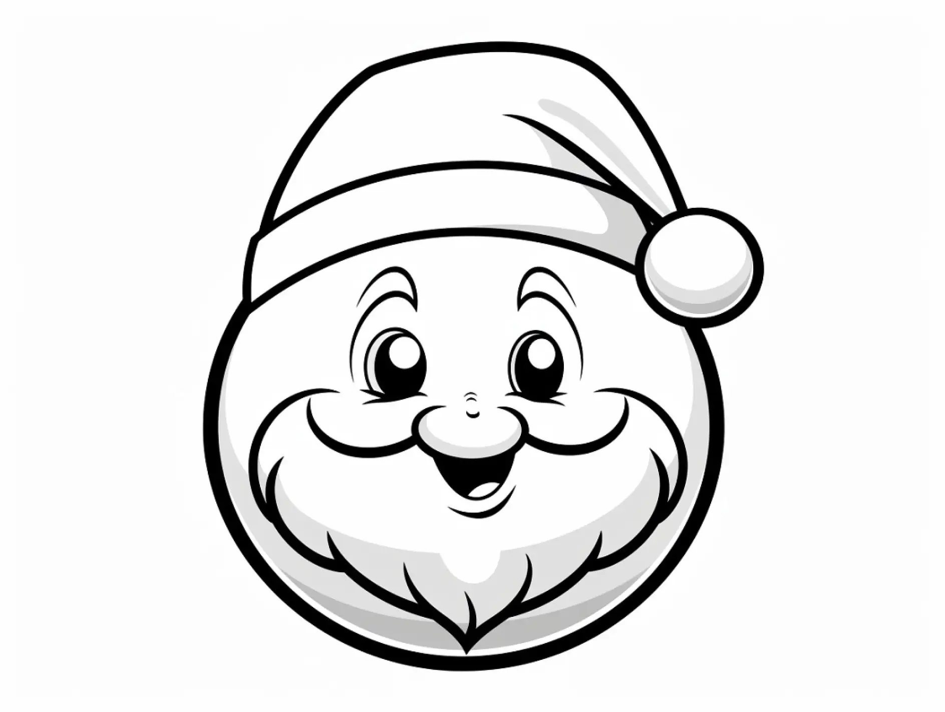 Ausmalbild Gesicht von Santa Claus auf Weihnachtskugel