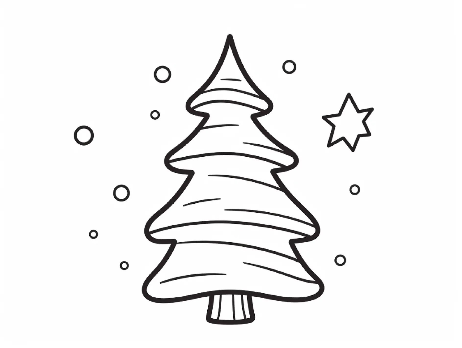 Ausmalbild gewundener Weihnachtsbaum mit Stern