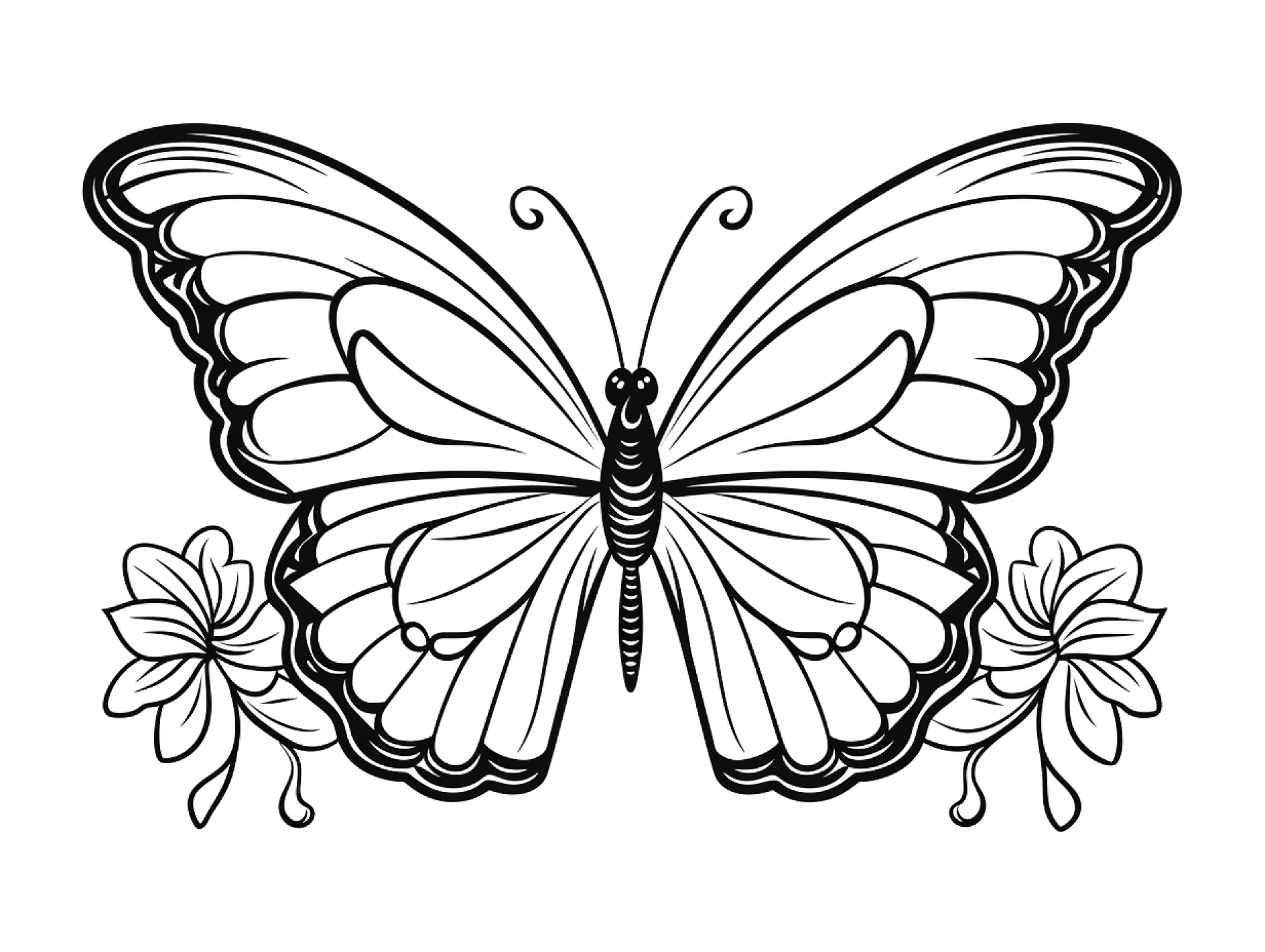Vorlage Schmetterling mit Blumenornamenten zum Ausmalen Ausmalbild Schmetterling mit Blumenornamenten