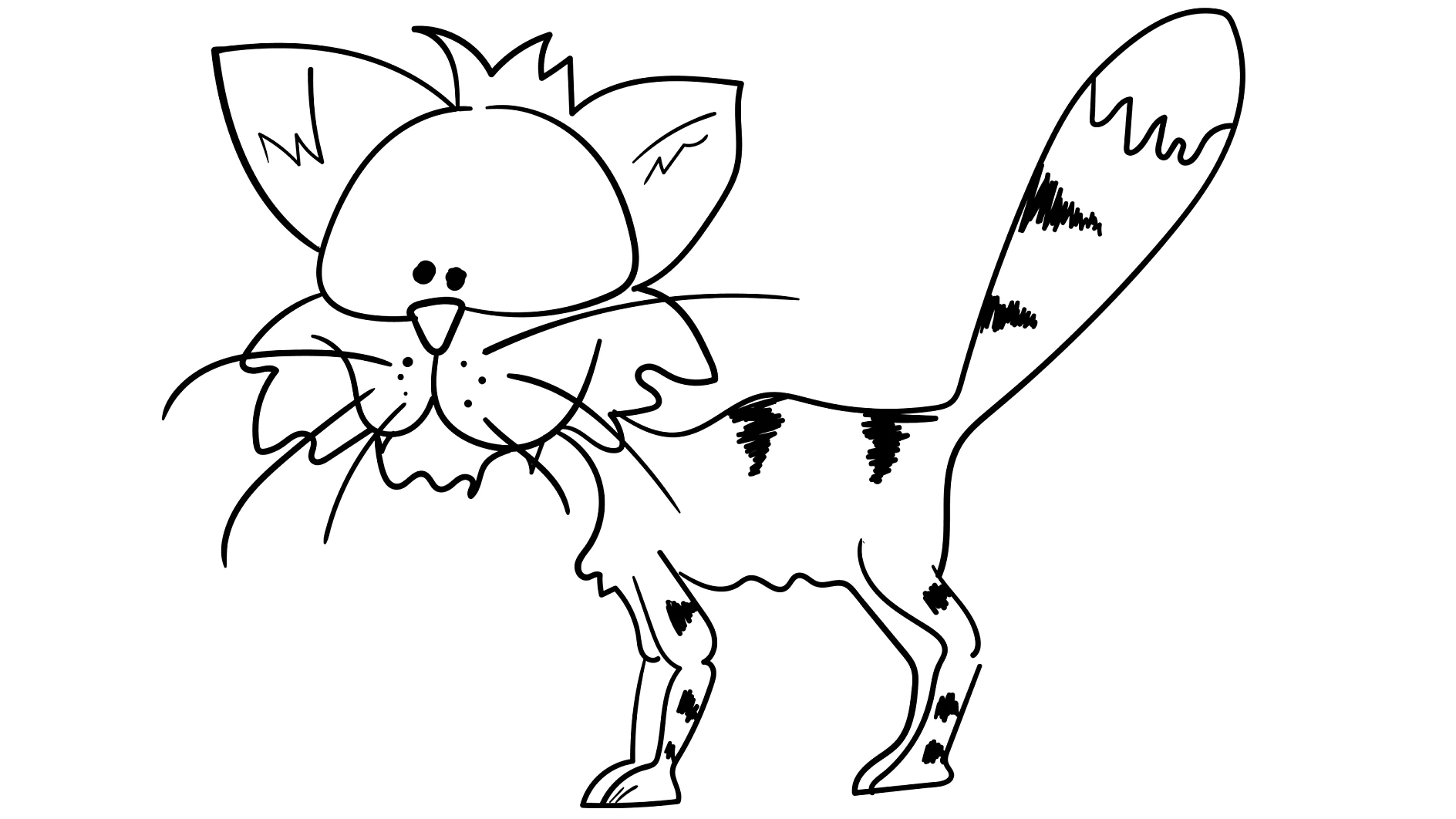 Ausmalbild Karikatur Katze stehend