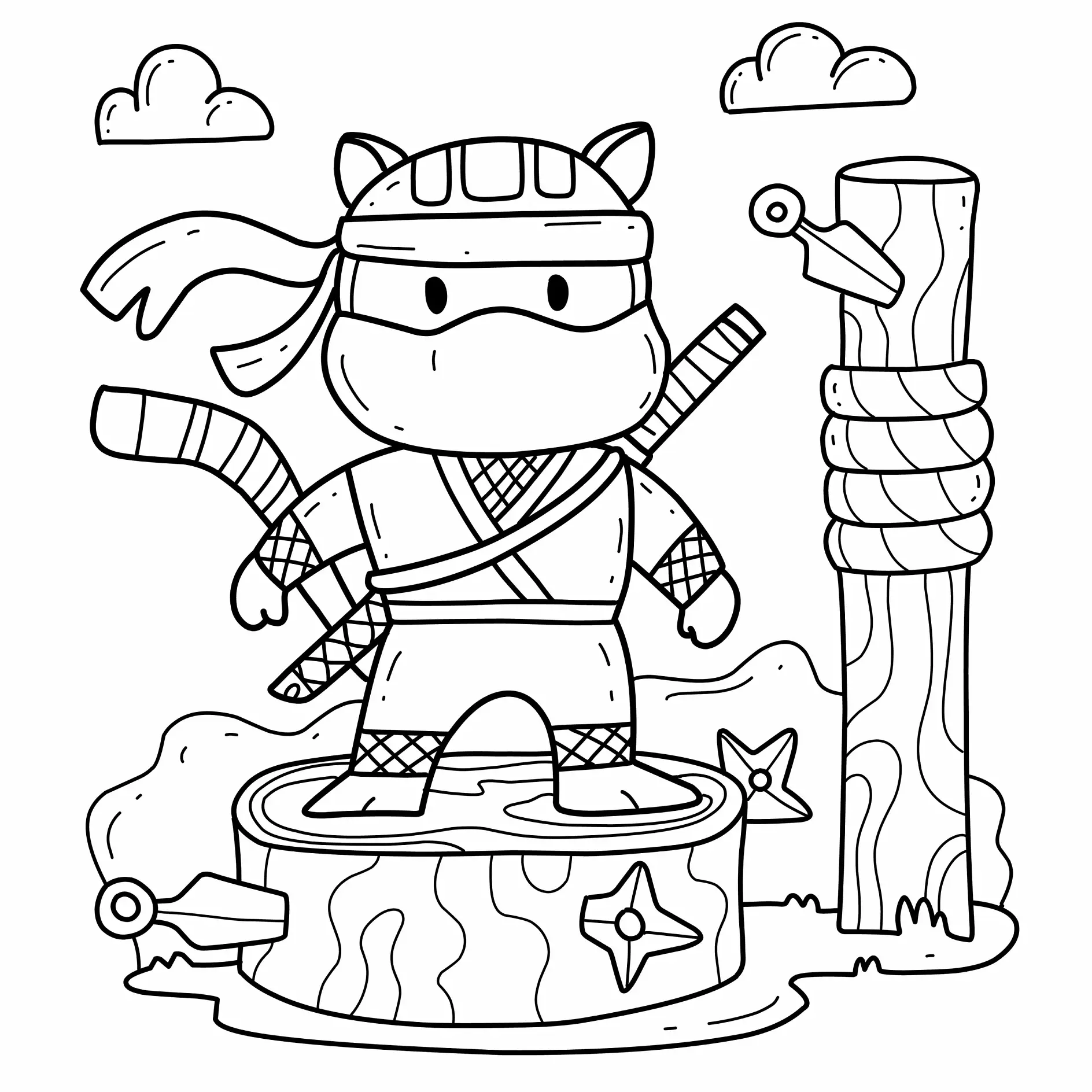 cartoon cat ninja.coloring book alphabet. Isolated on white background. 