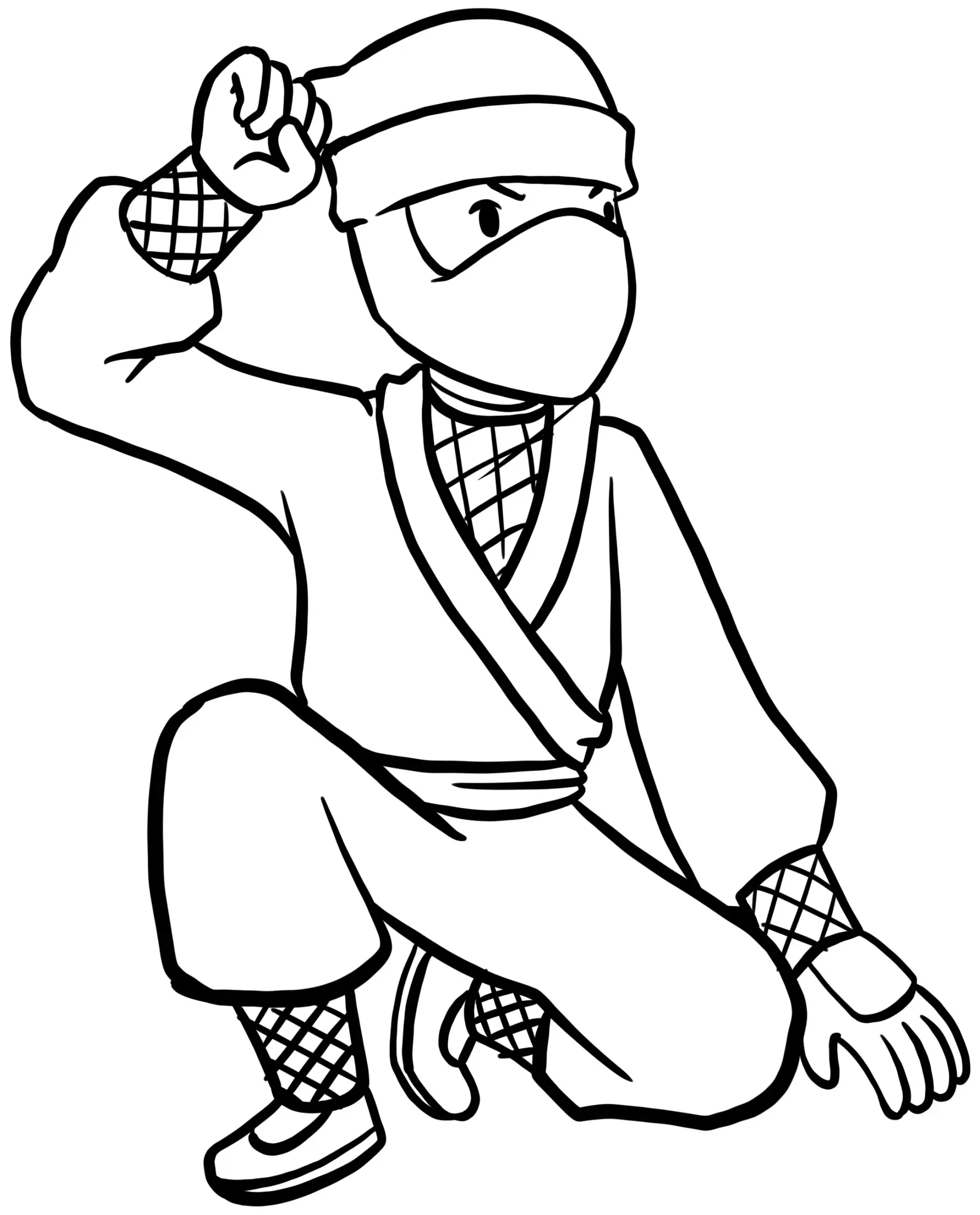 cartoon japanese ninja character for coloring book