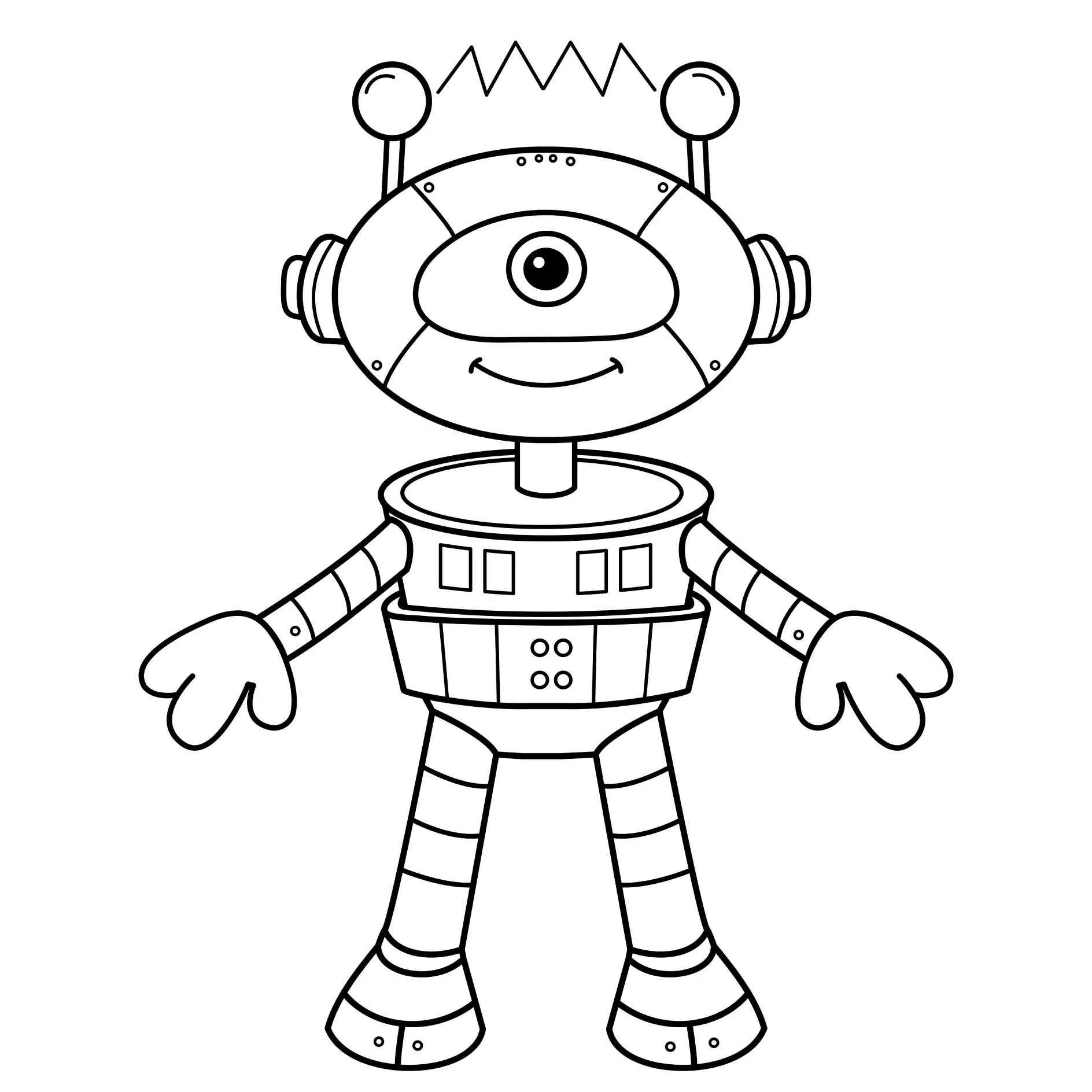 Coloring Page Outline Of cartoon robot for children. Vector. Coloring book for kids.