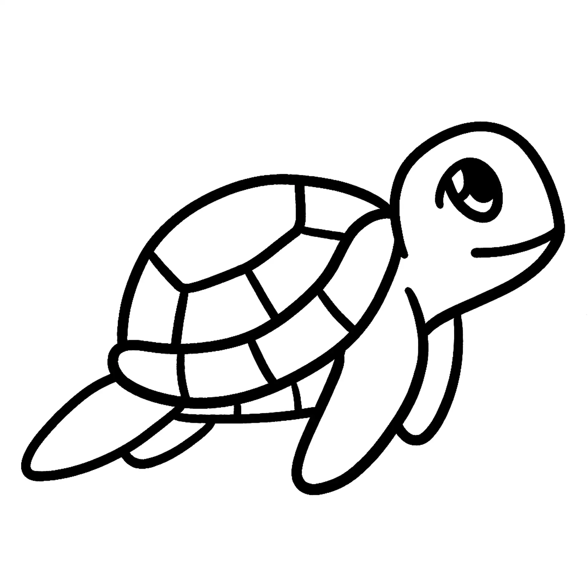 Ausmalbild Einfache Schildkröte seitlich