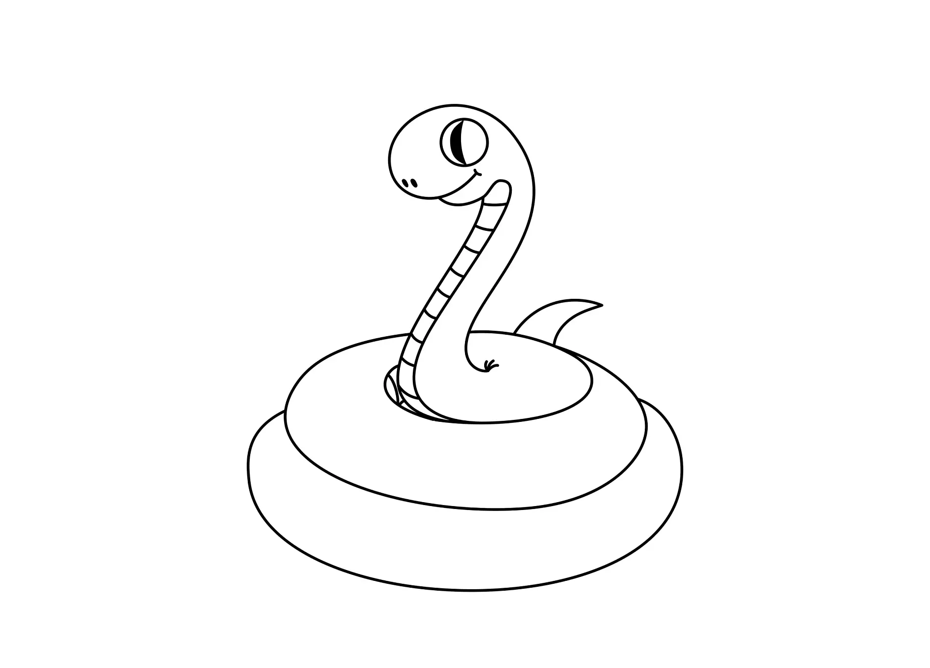 Ausmalbild einfache Schlange mit Strichmuster