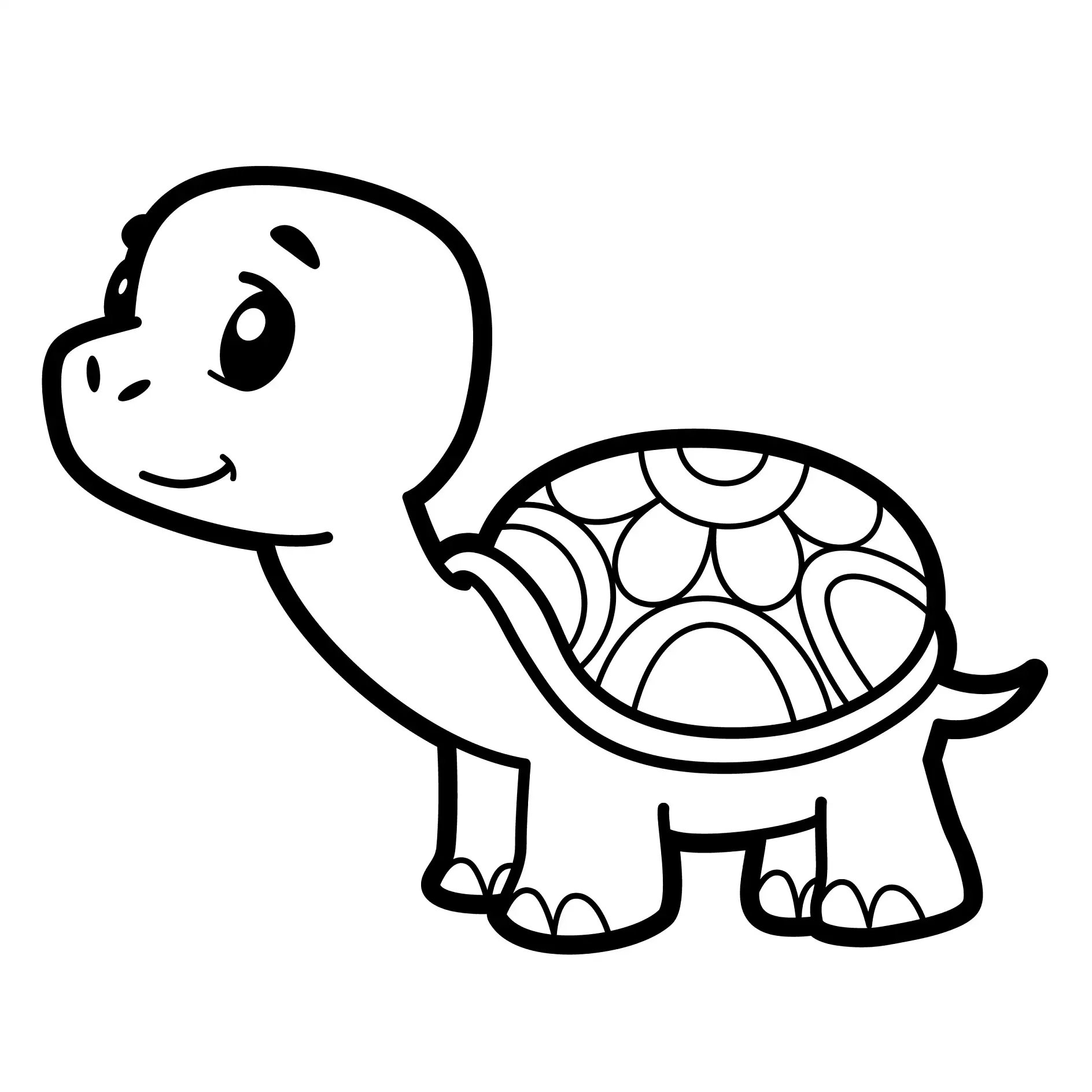 Ausmalbild Freundliche kleine Schildkröte