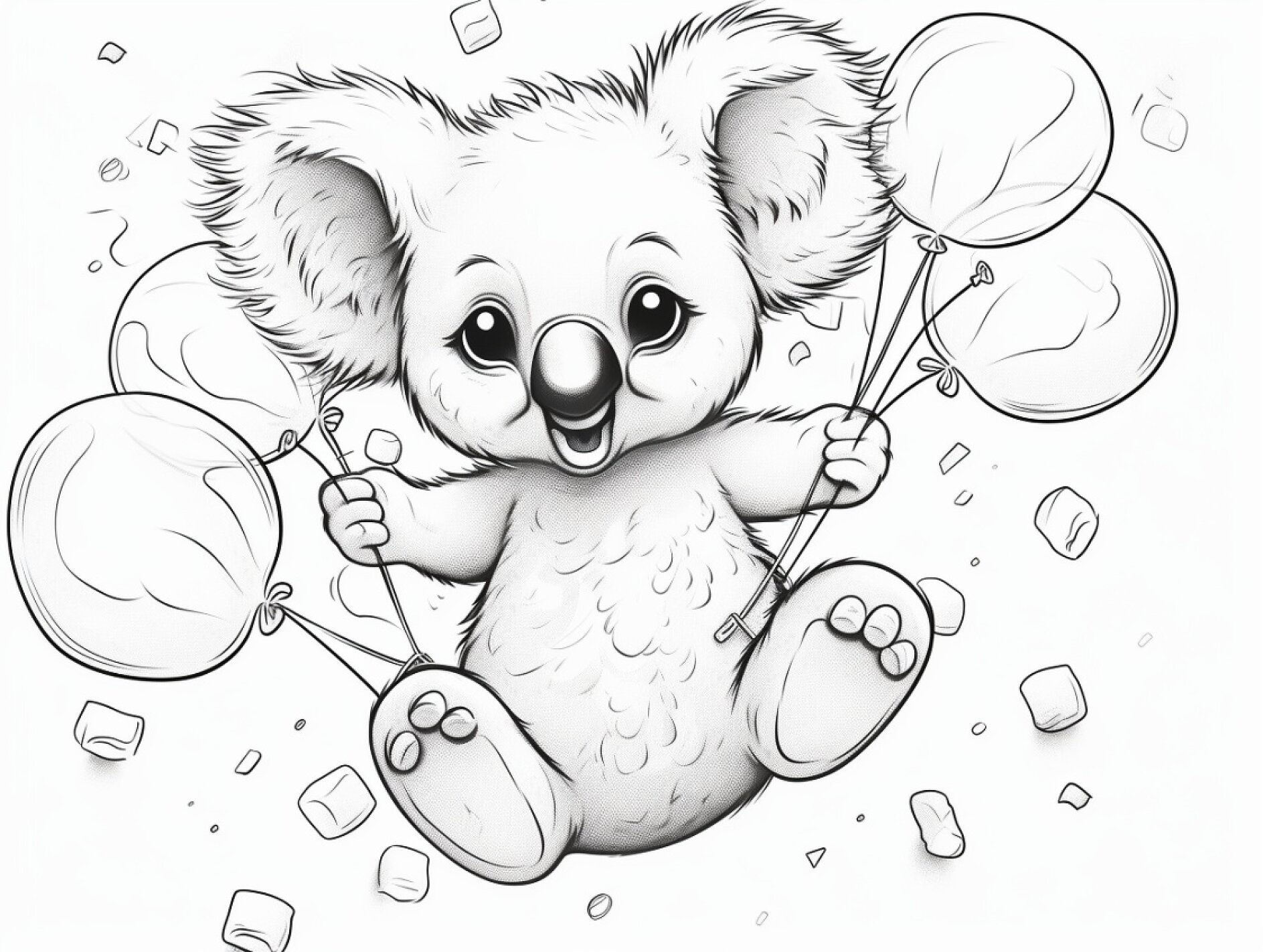 Bild von vorlage-koala-mit-luftballons-und-konfetti-zum-ausmalen,11130199_fixedwidth_18