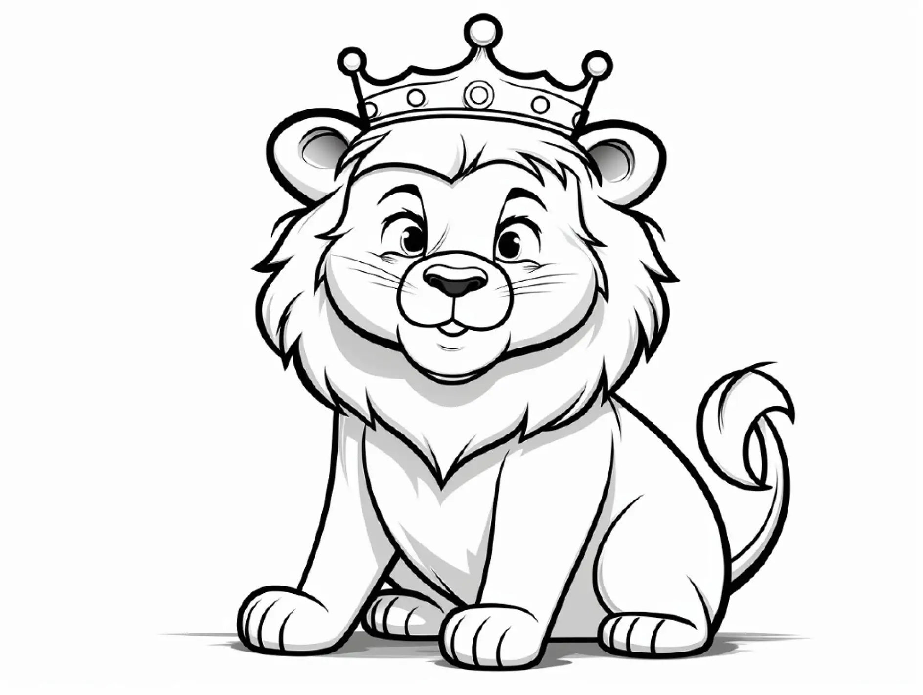 Ausmalbild Löwe sitzend mit Krone