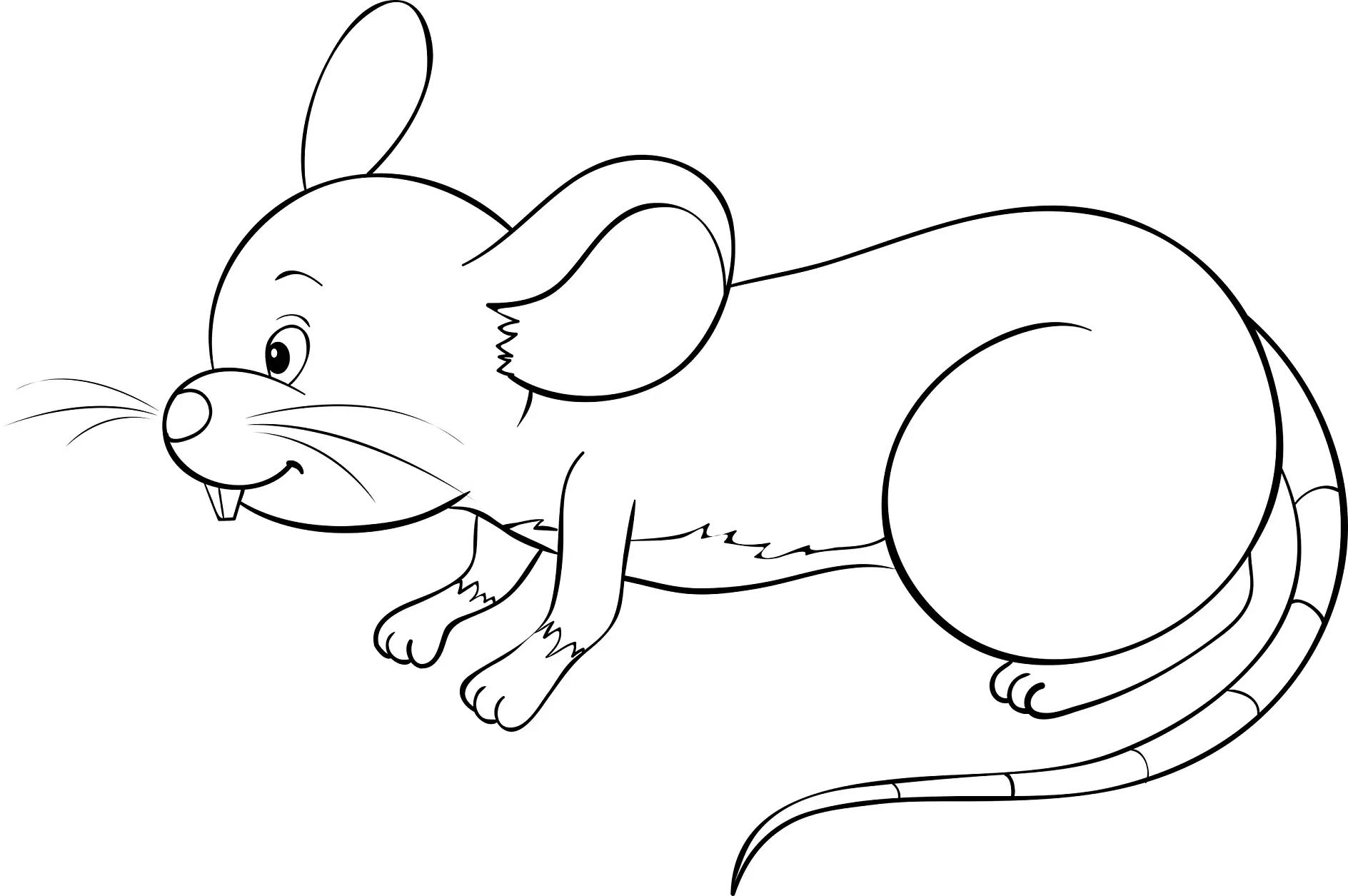 Ausmalbild Maus schnüffelt am Boden