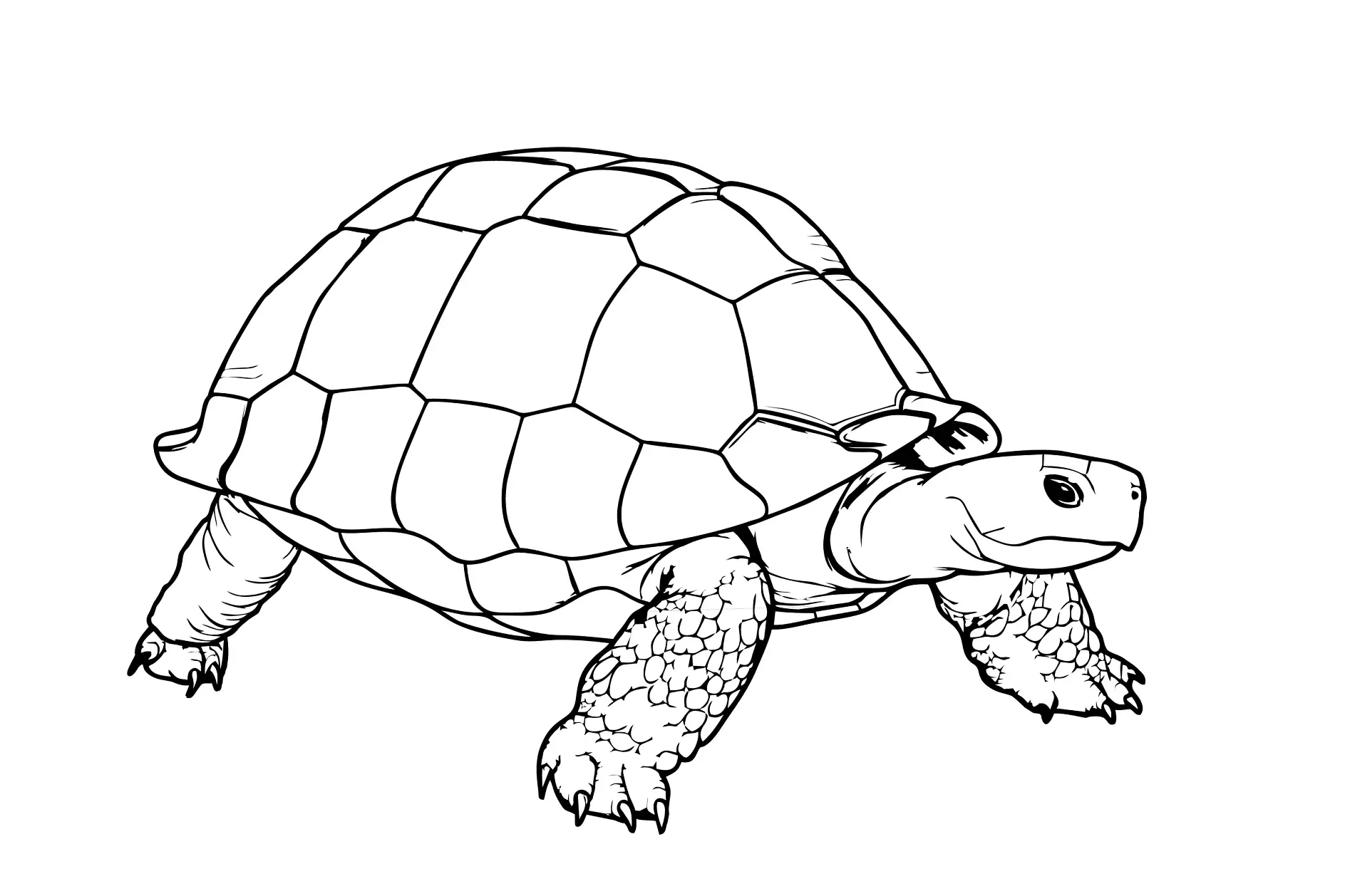 Ausmalbild Schildkröte mit großem Panzer