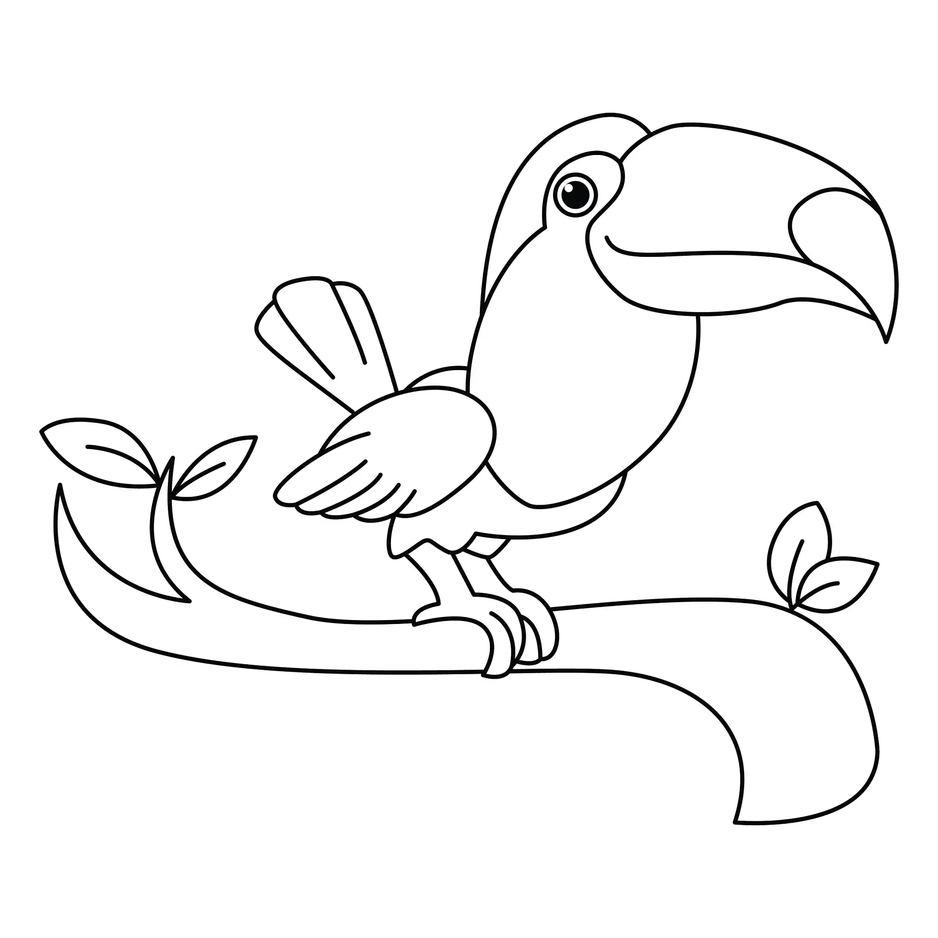 Ausmalbild Vogel sitzt auf Zweig