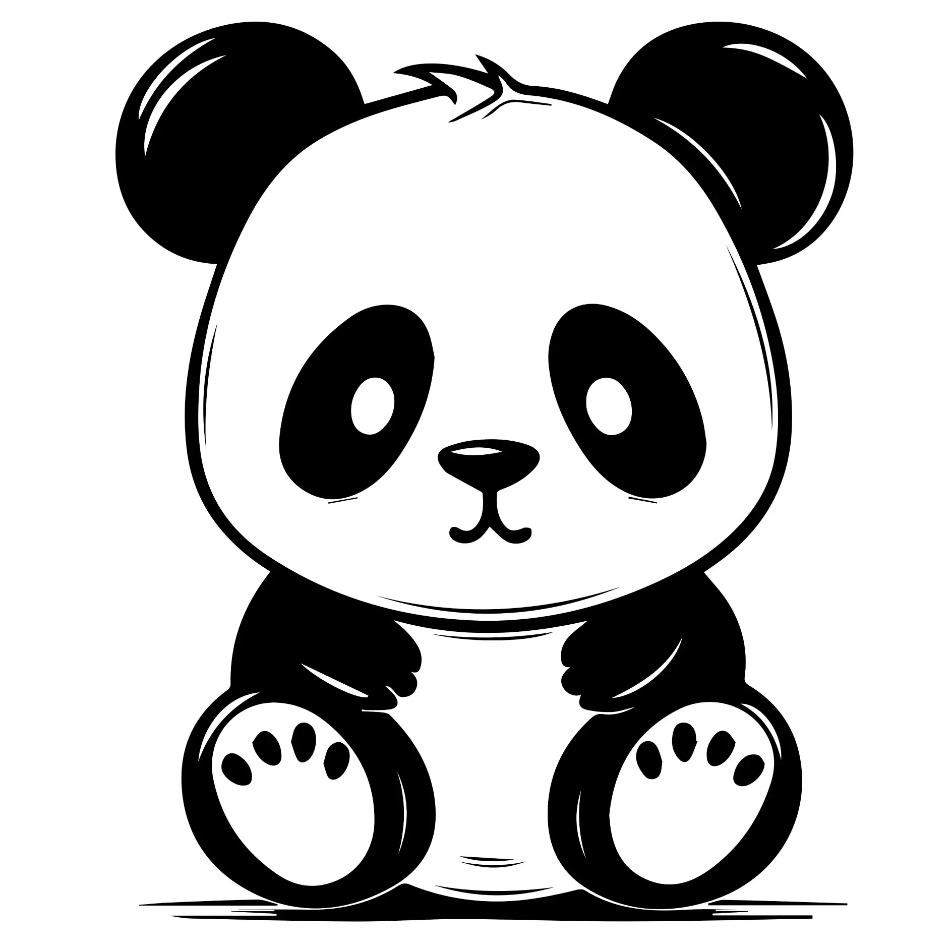 Ausmalbild kleiner Panda mit großen Augen